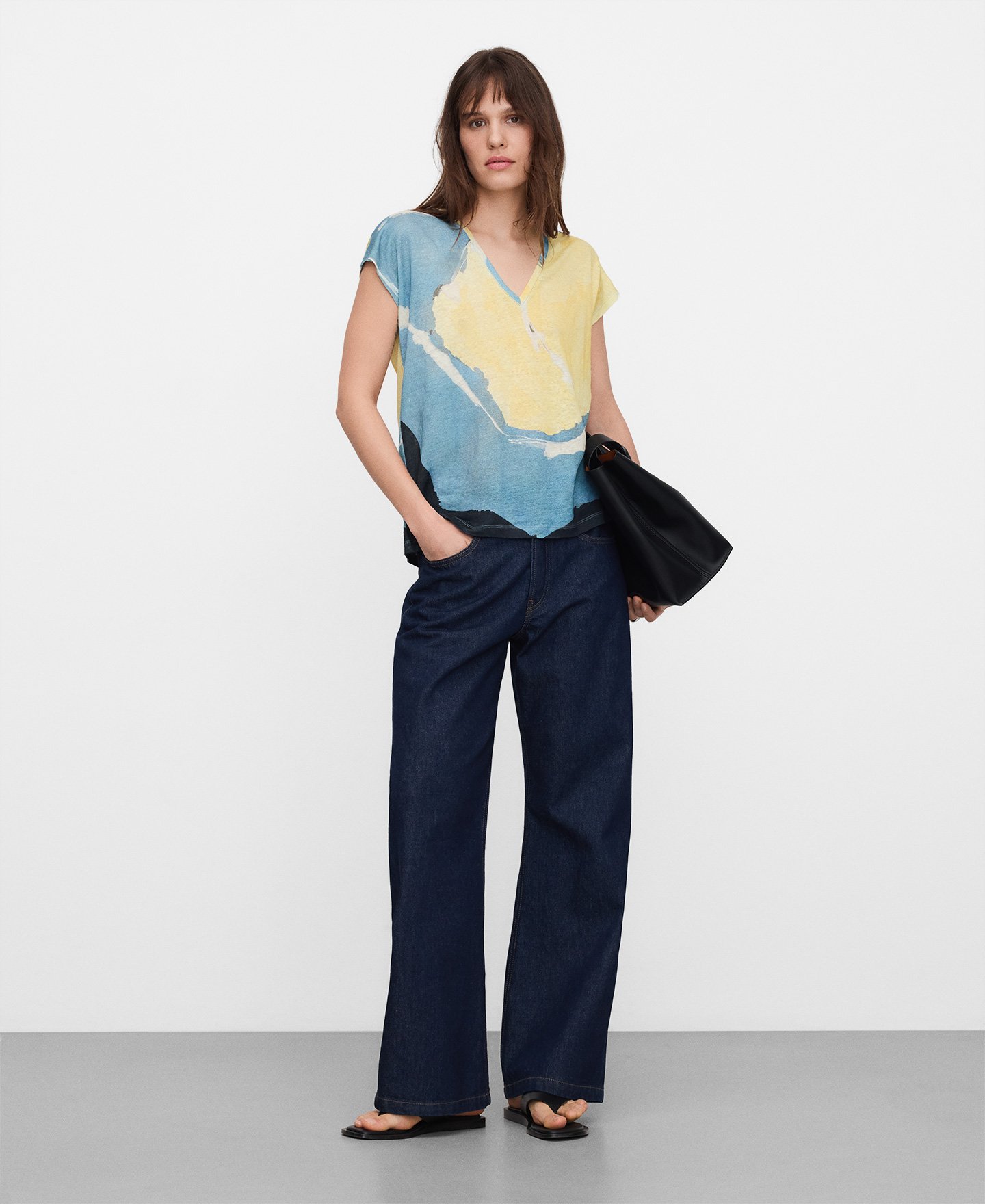 European linen printed T-shirt image number 1