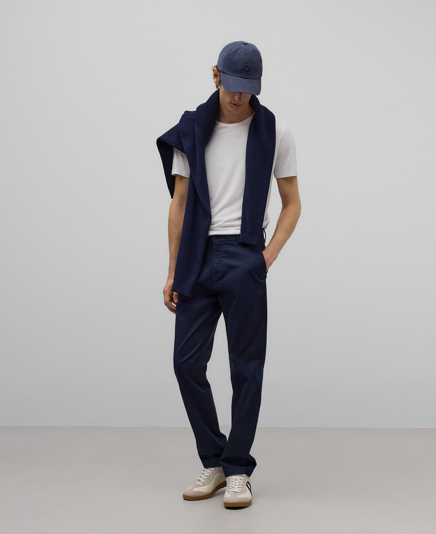 Cotton twill chino trousers man image number 1
