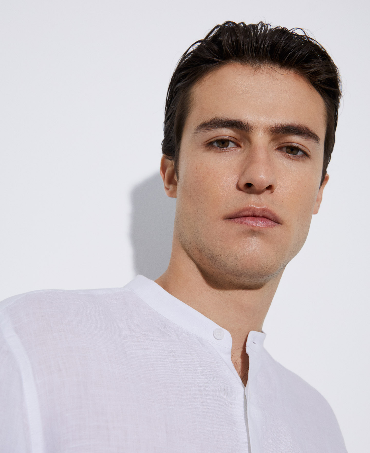 Mao collar linen shirt image number 3