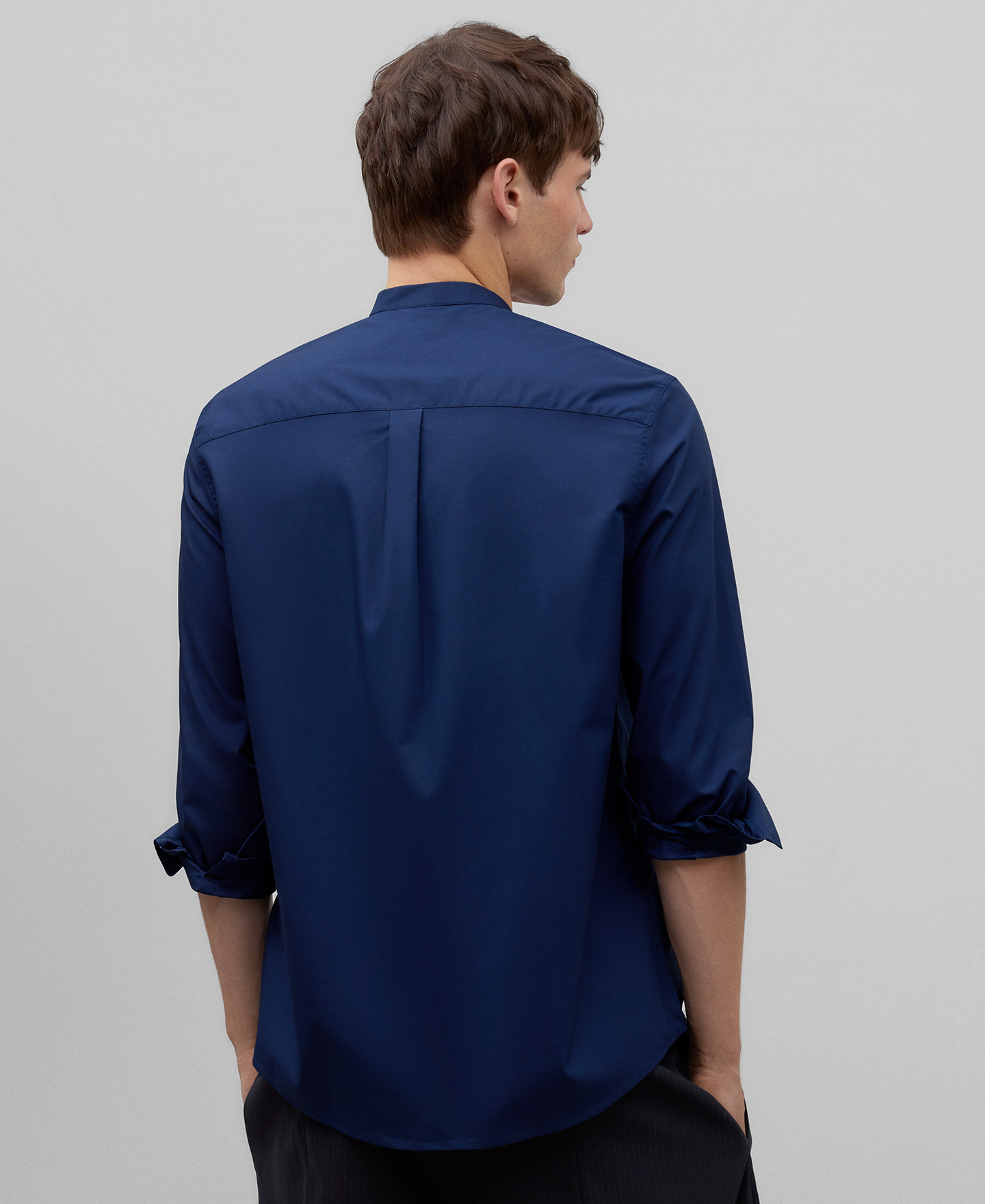 Poplin Mandarin collar shirt man image number 2