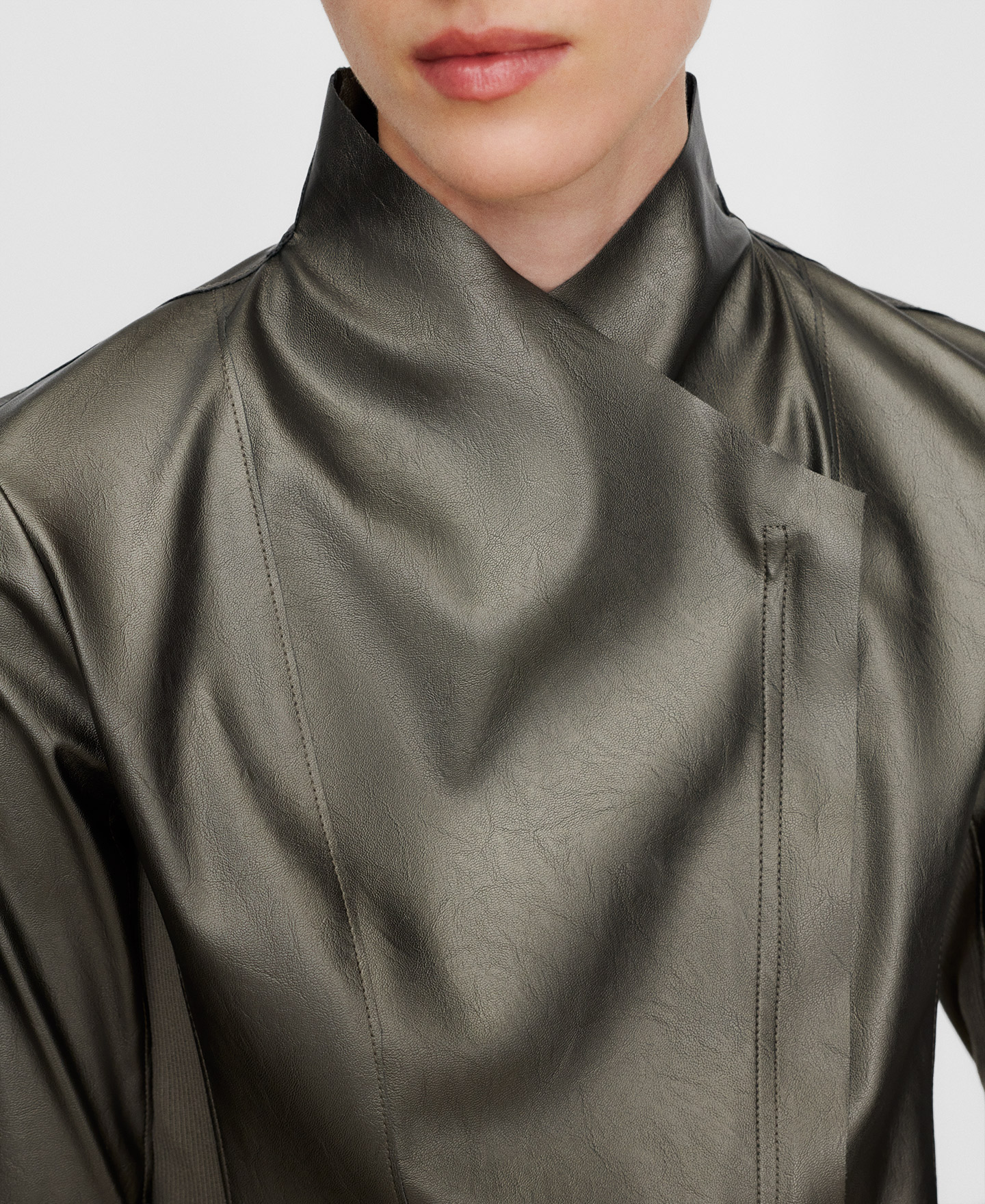 Metallic biker jacket image number 2