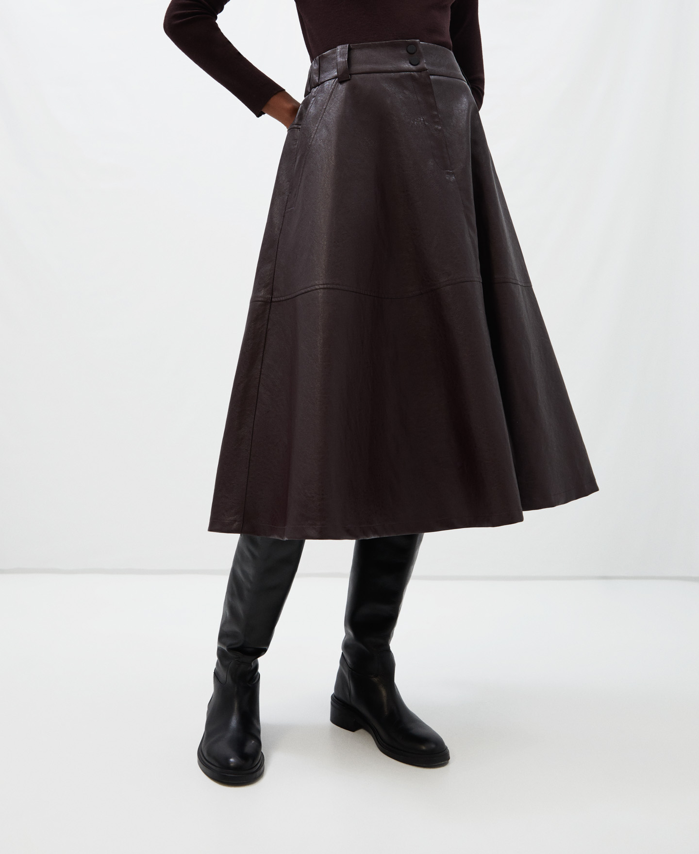 Wide midi length skirt image number 0