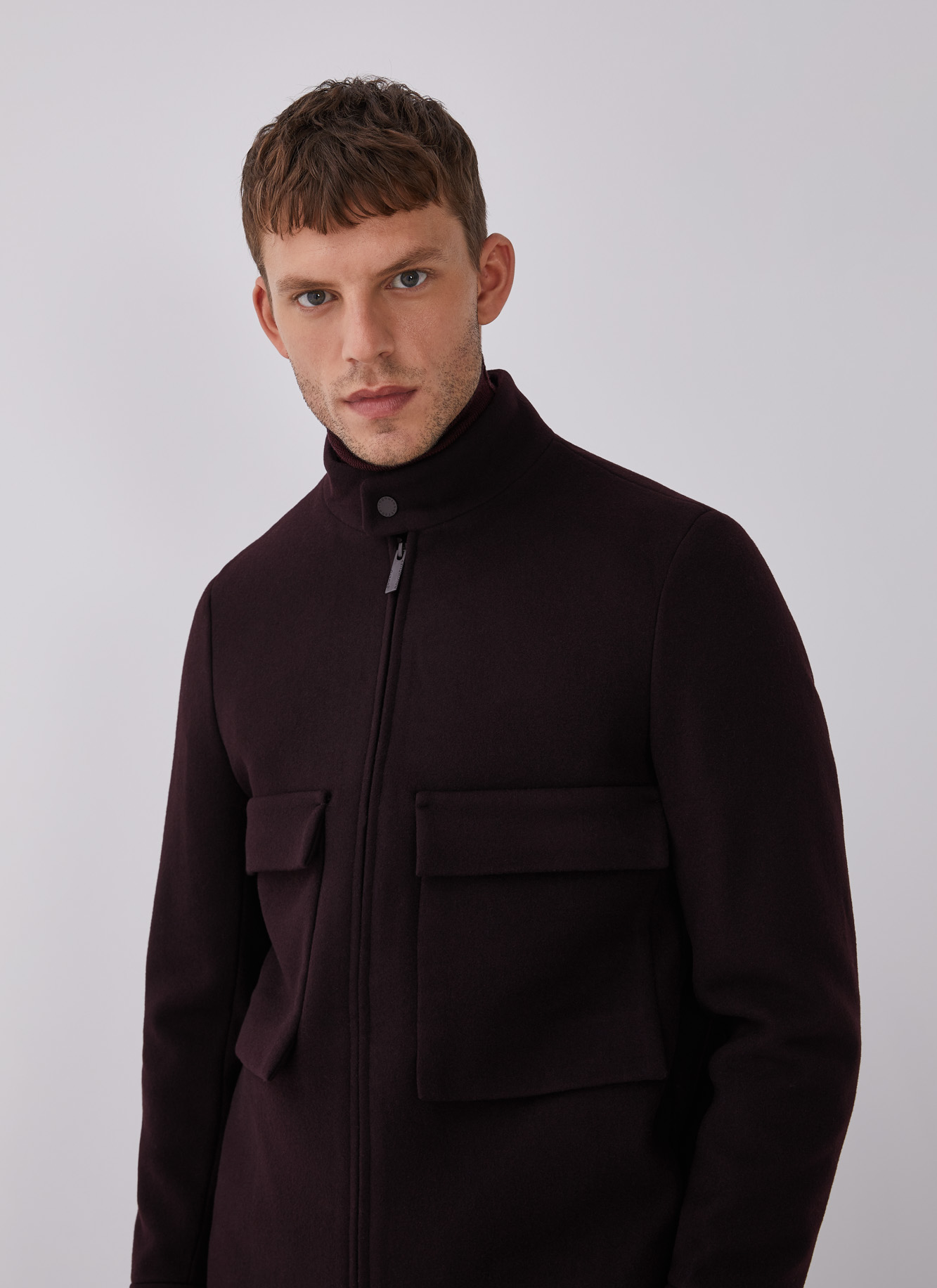 Wool jacket with patch pockets image number 0