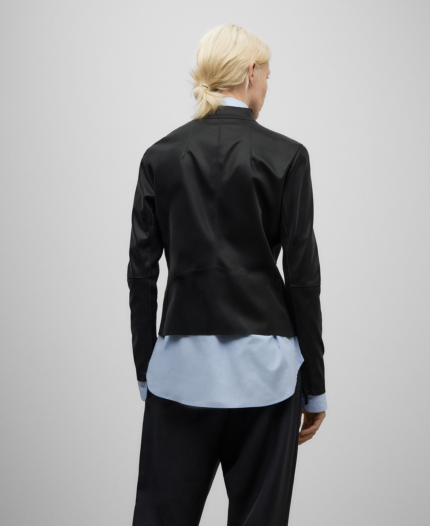 Leather-Non-Leather fitted jacket woman image number 2