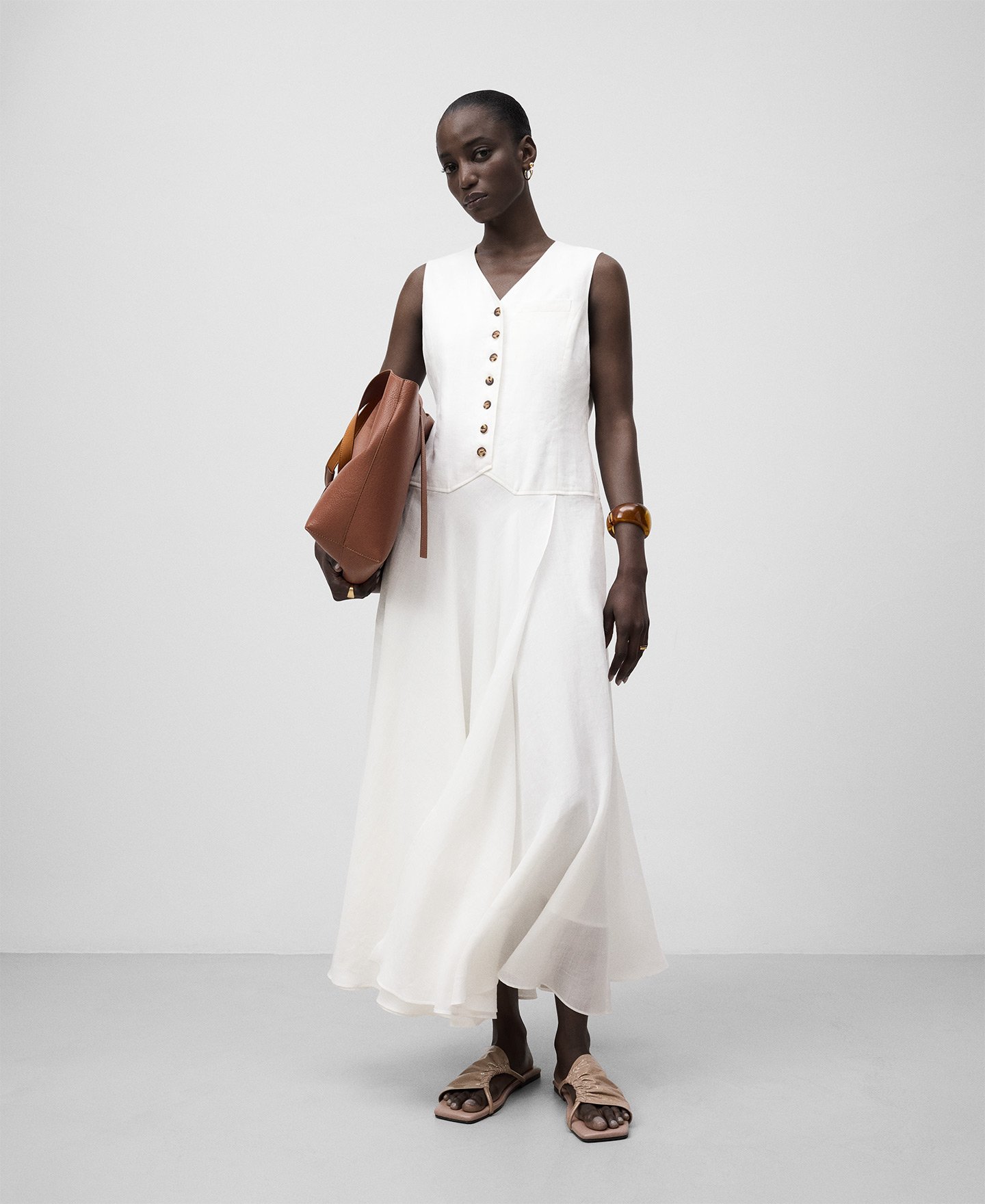 Combined midi dress woman image number 1