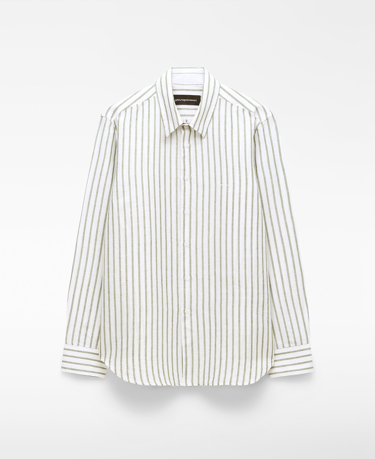 Camisa regular fit rayas lino y algod&oacute;n image number 4