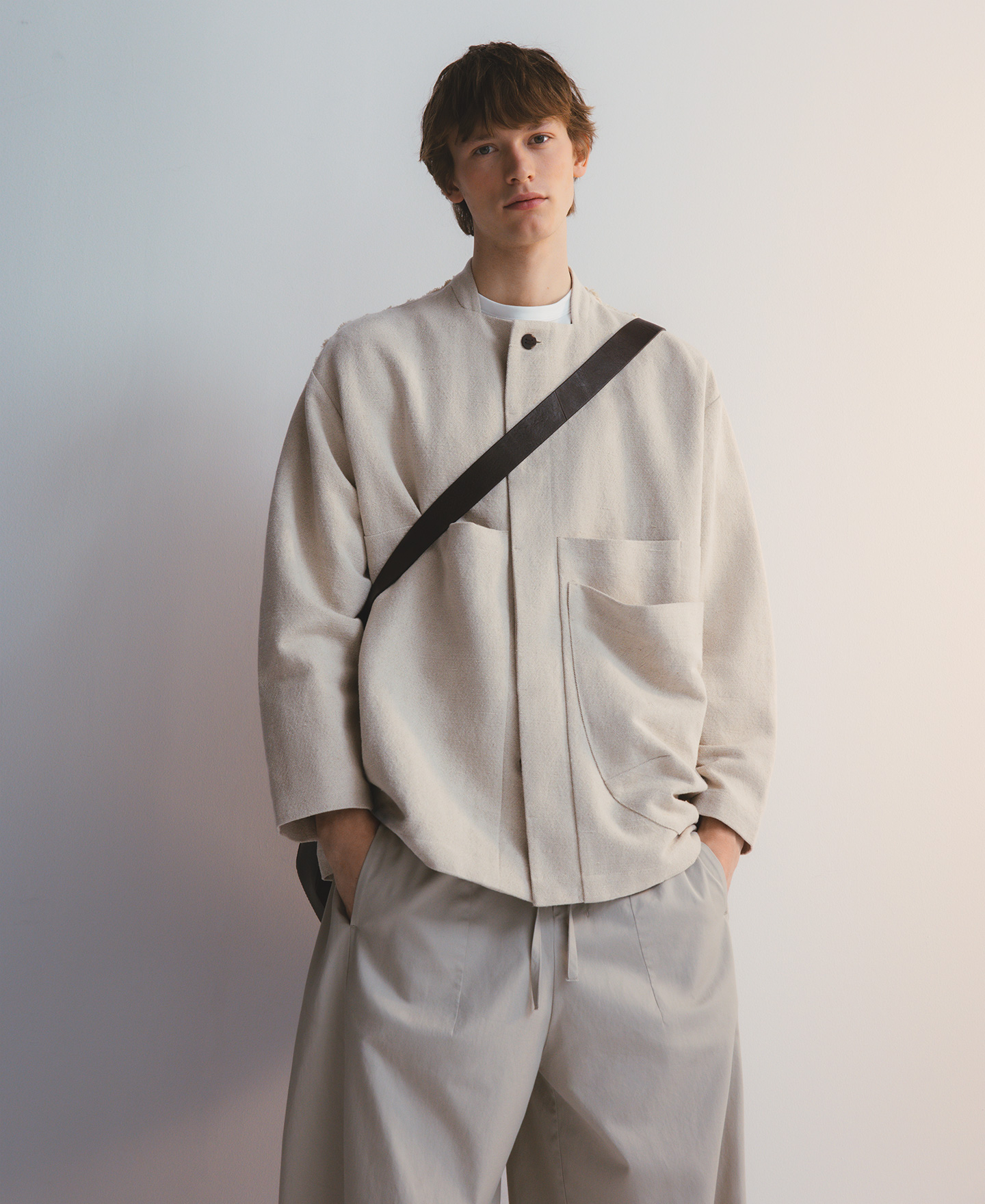 Linen blend unstructured jacket man image number 0