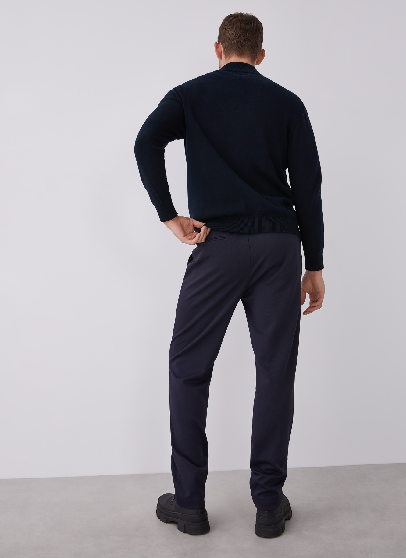 Cotton cardigan with perkins collar image number 1