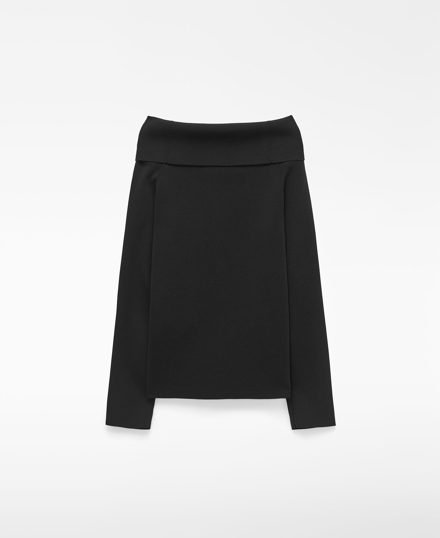 Fold-over boat neckline ribbed cardigan image number 1