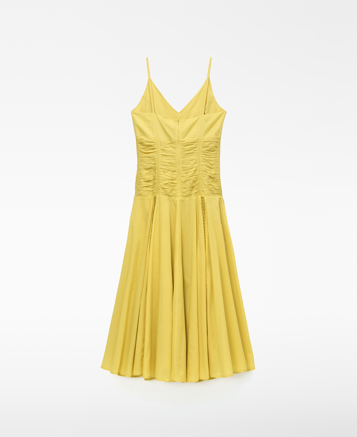 Cotton gathered-waist midi dress image number 5