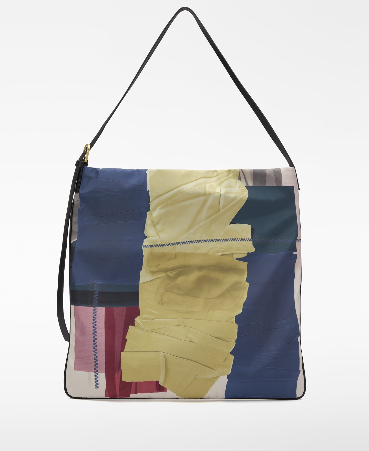 Printed fabric flat hobo bag image number 1