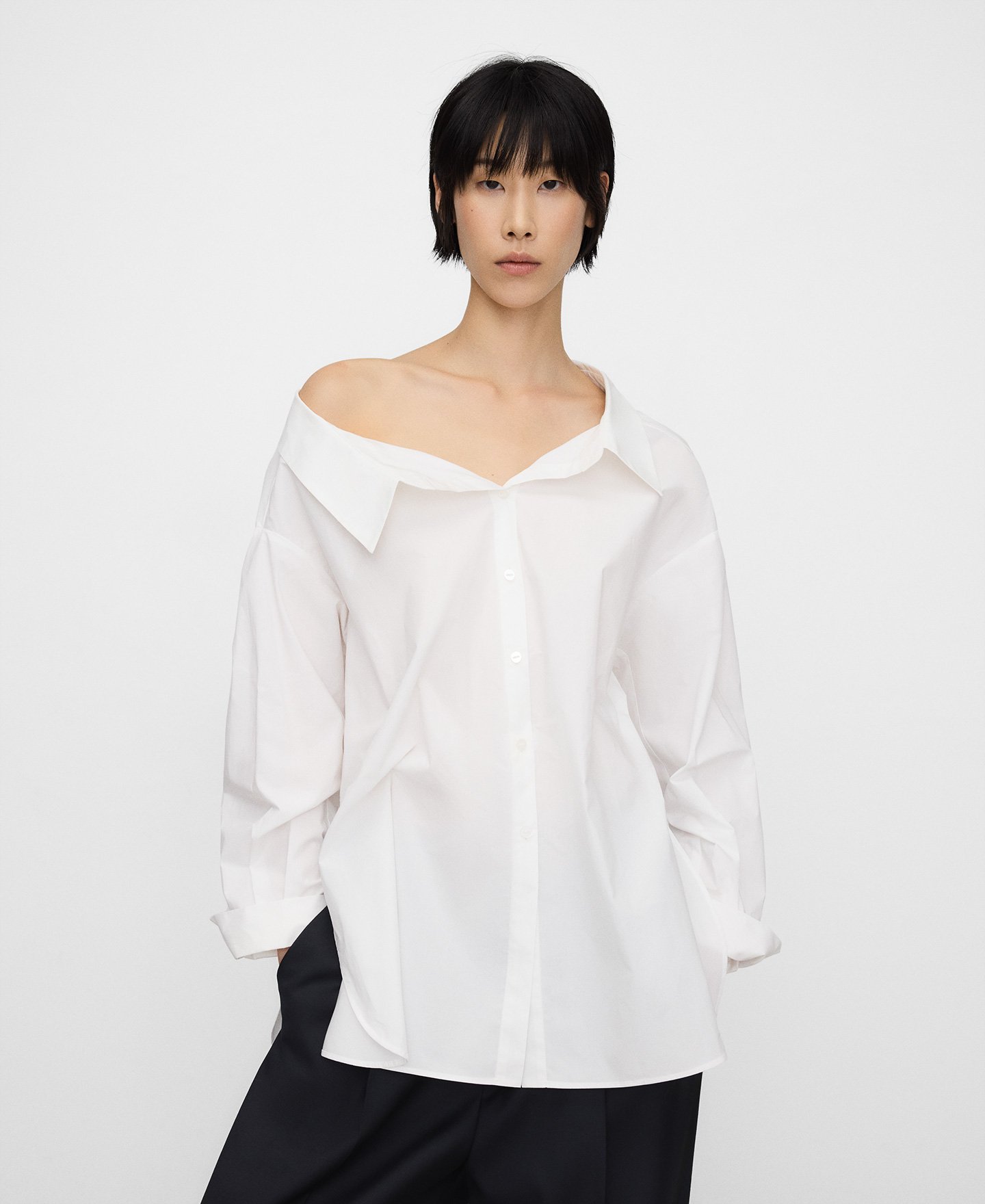 Unstructured asymmetric shirt woman image number 0