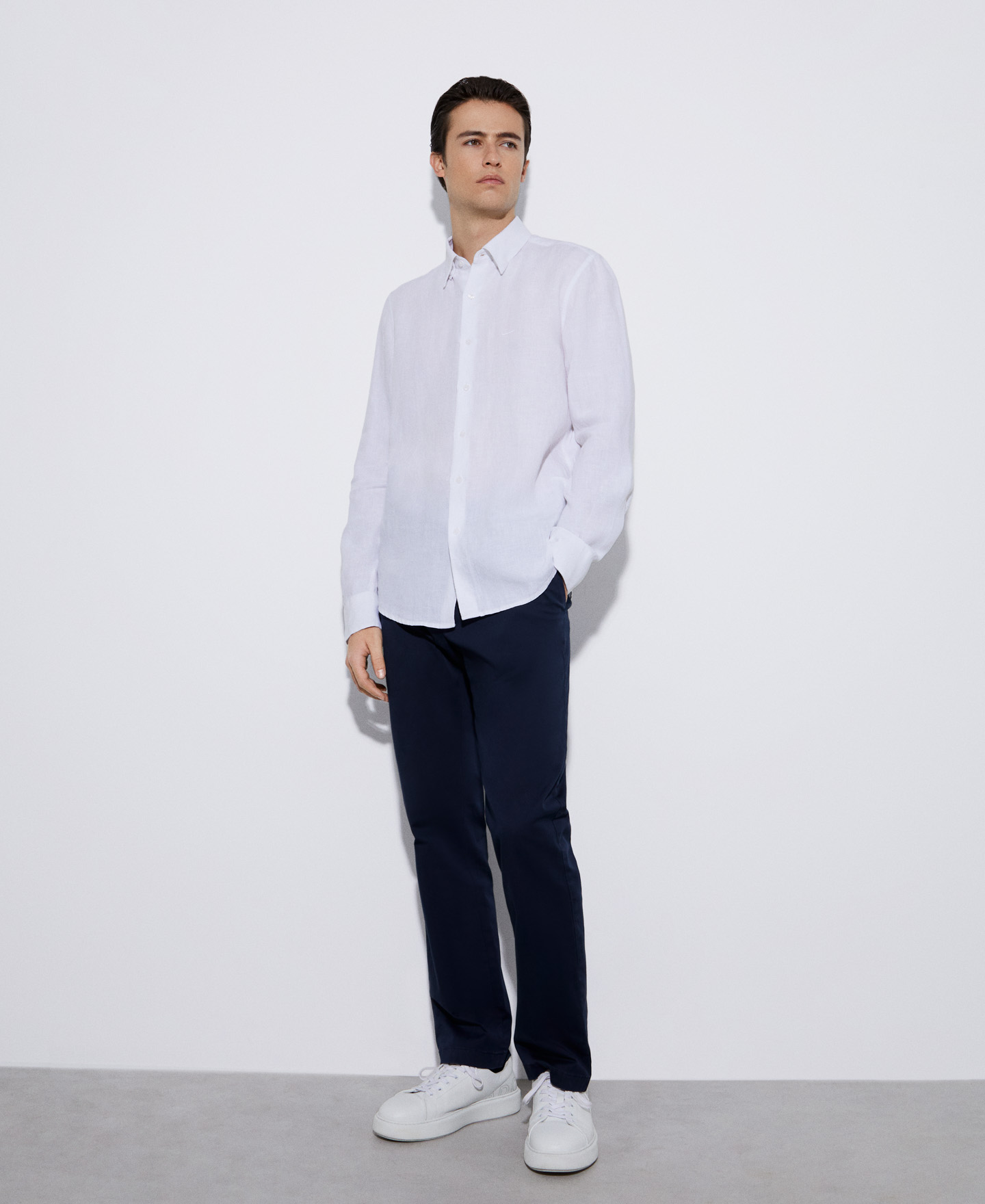 Linen lapel collar shirt image number 1