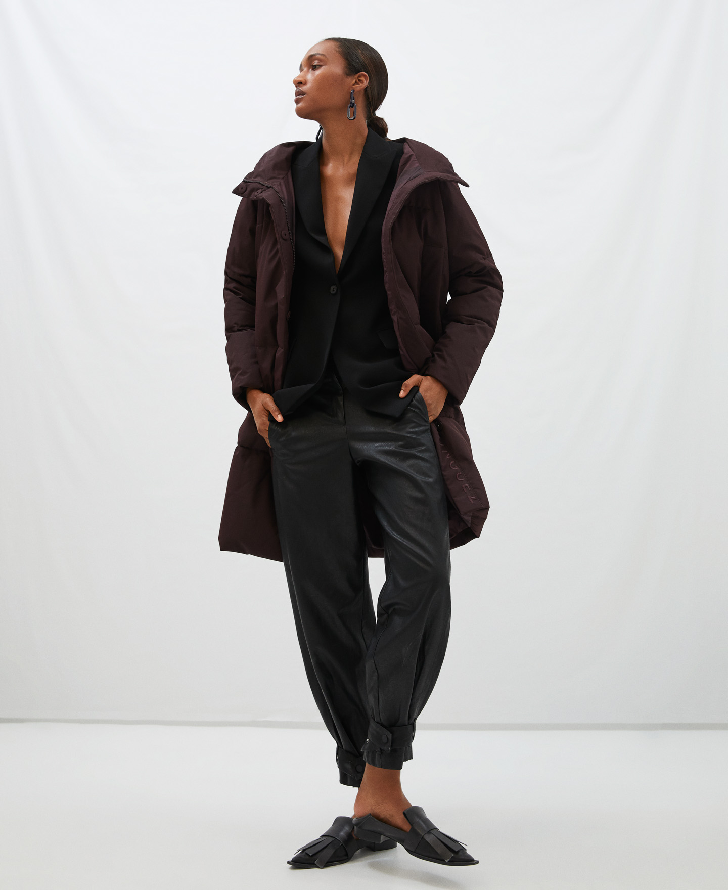 Long padded jacket with hood image number 1