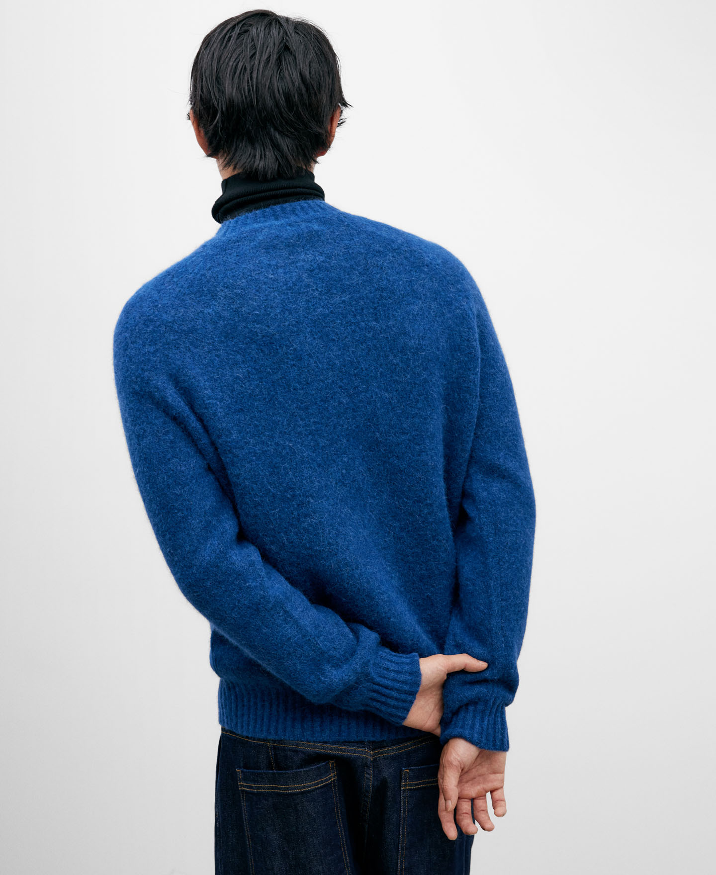 Jersey tejido lana azul melange hombre image number 2