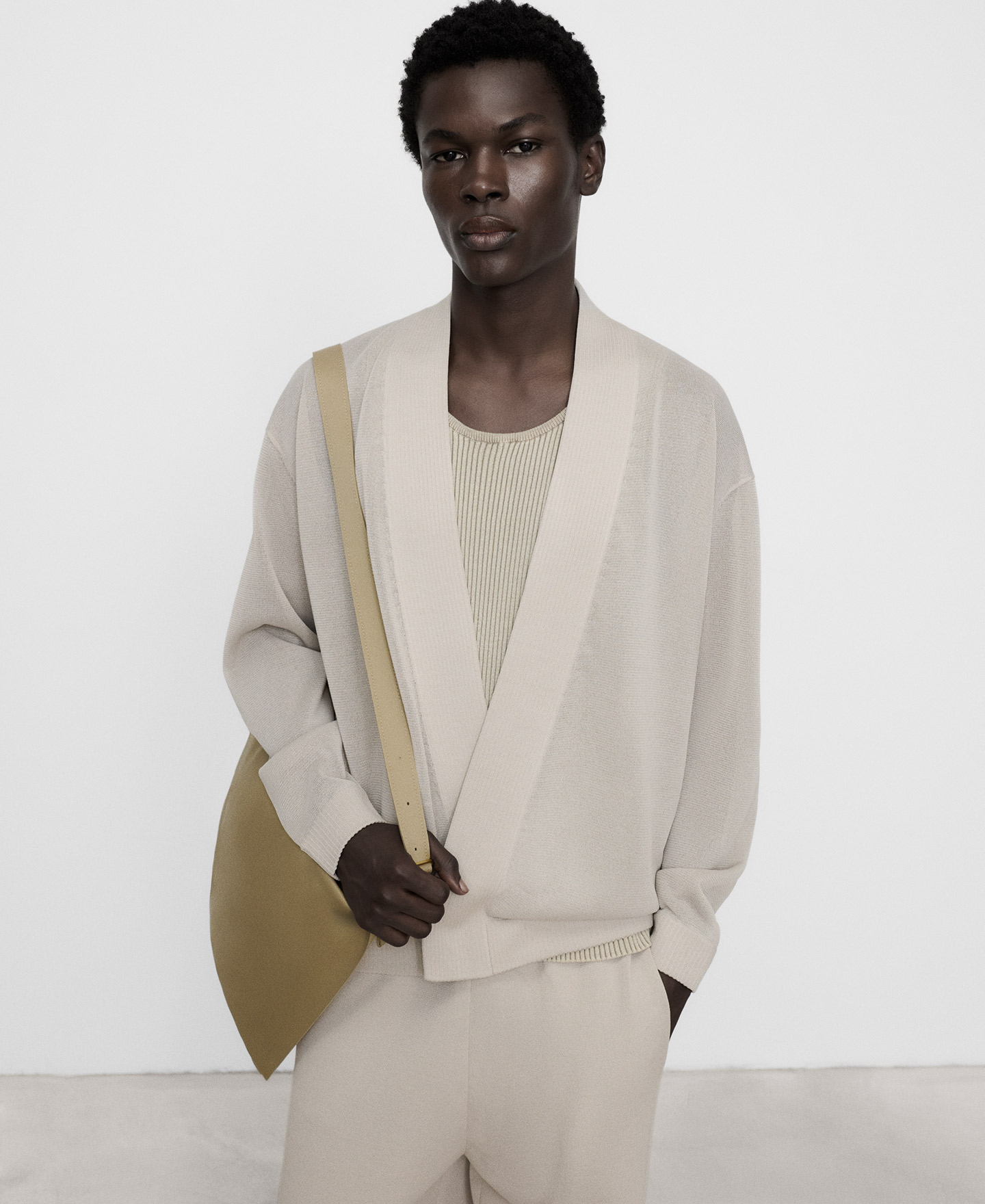 Semi-sheer knit kimono jacket image number 0