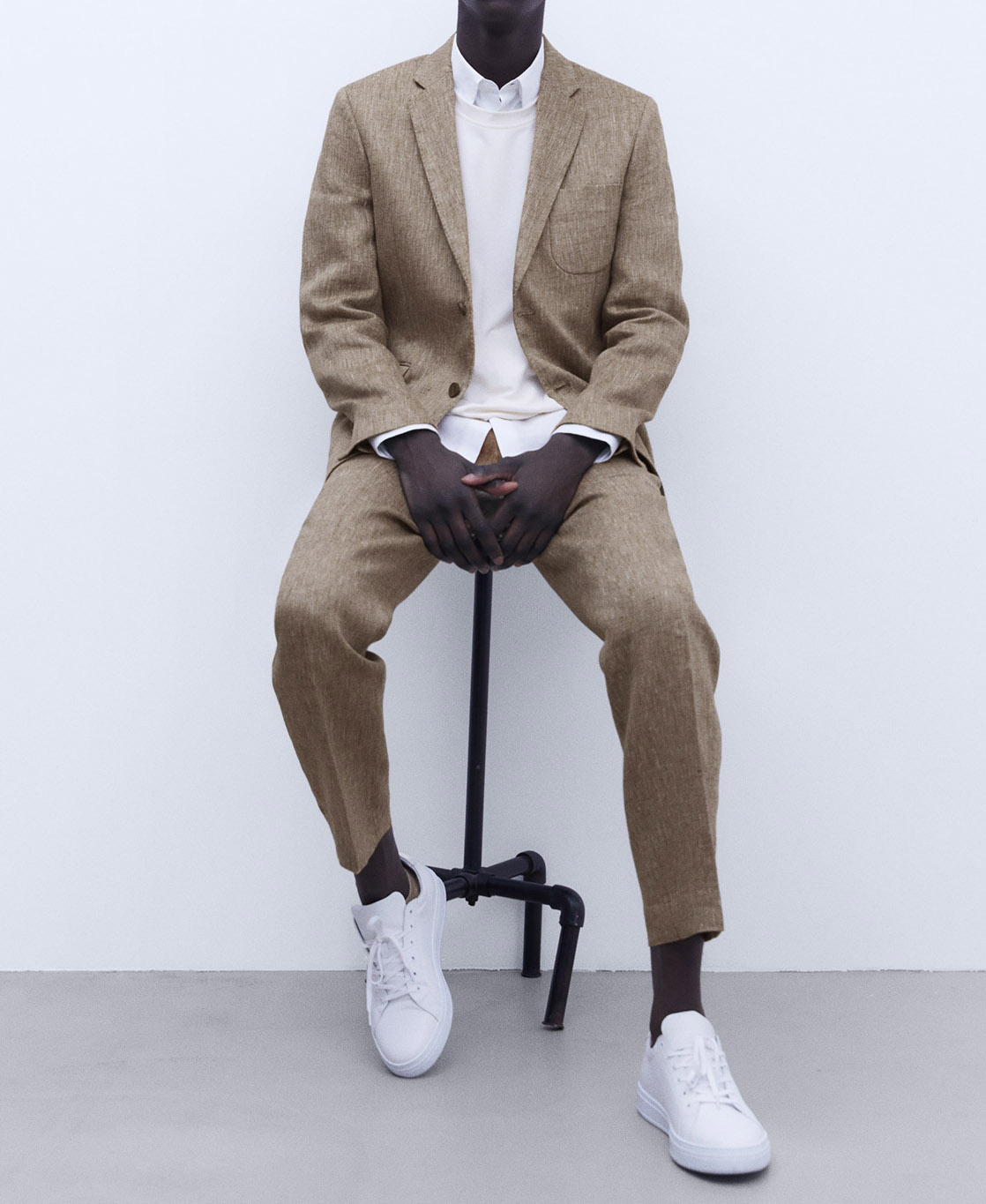 European linen two button blazer image number 1