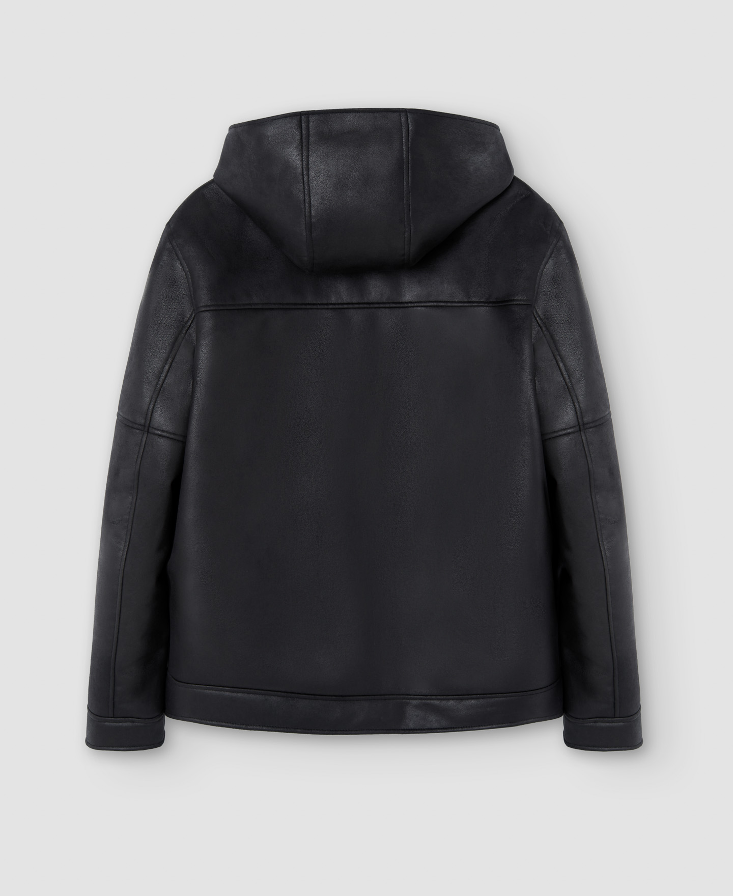 Leather texture hooded jacket image number 5