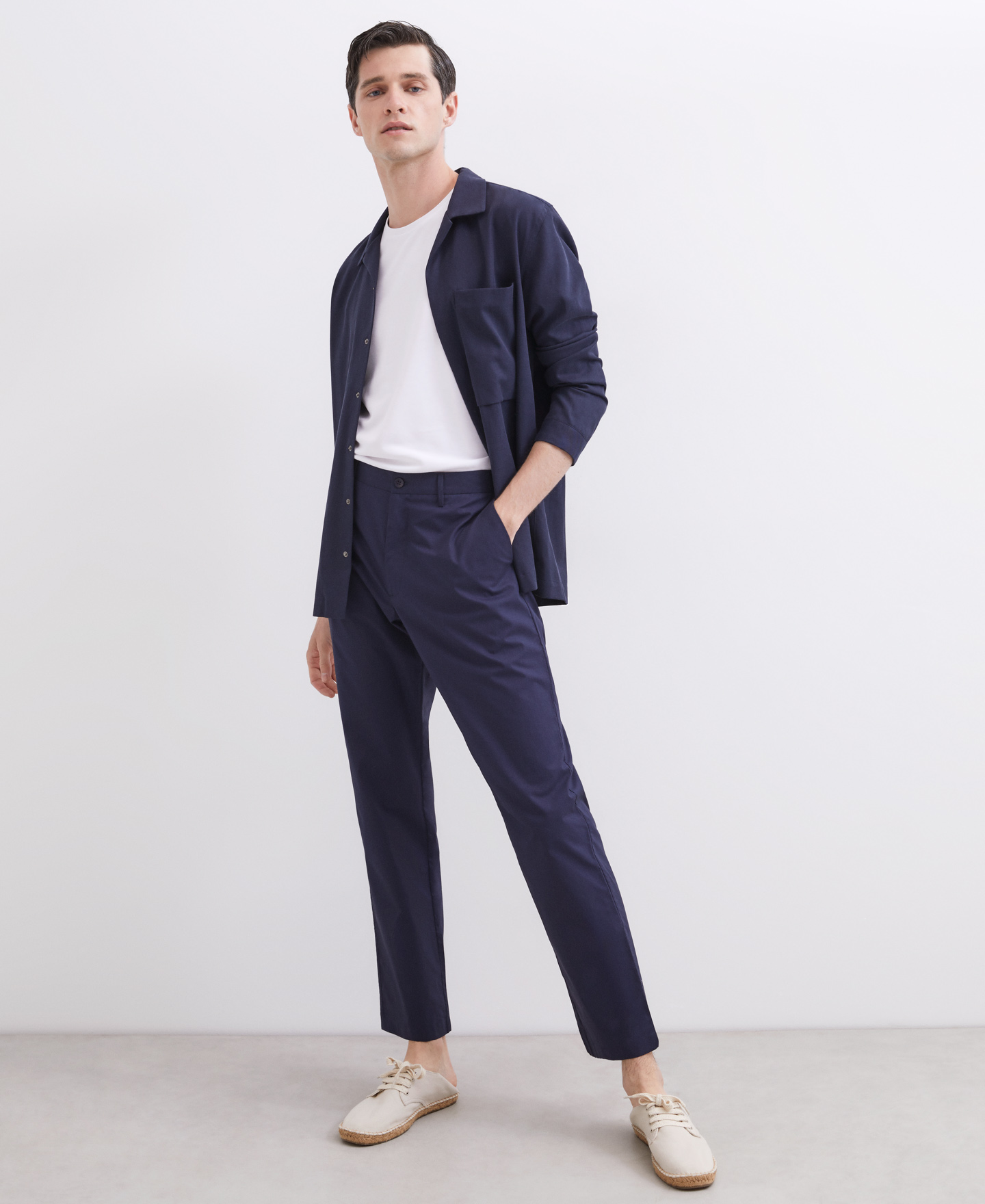 Cotton poplin grey trousers image number 1