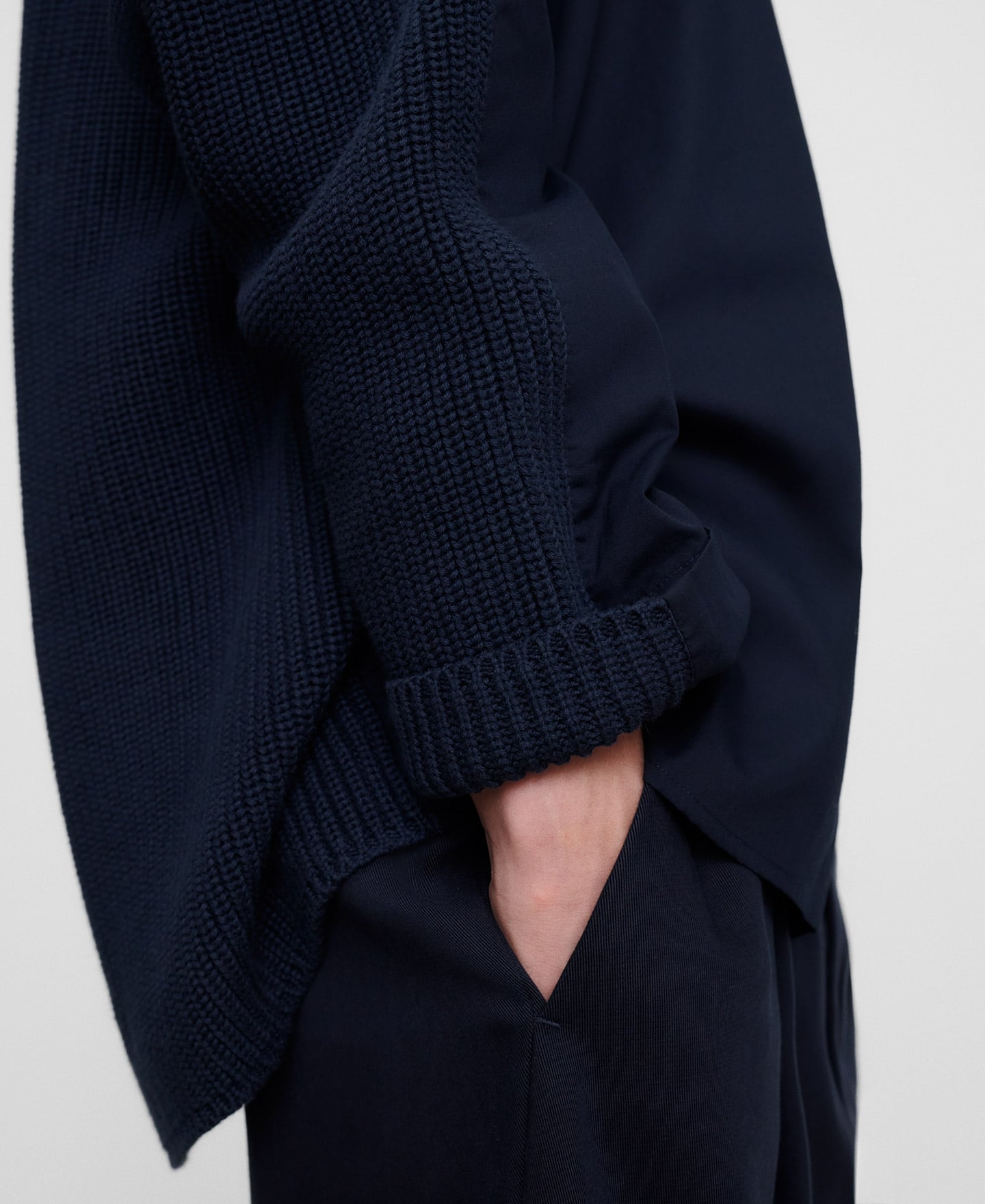 Cotton mixed-fabric oversize shirt image number 3