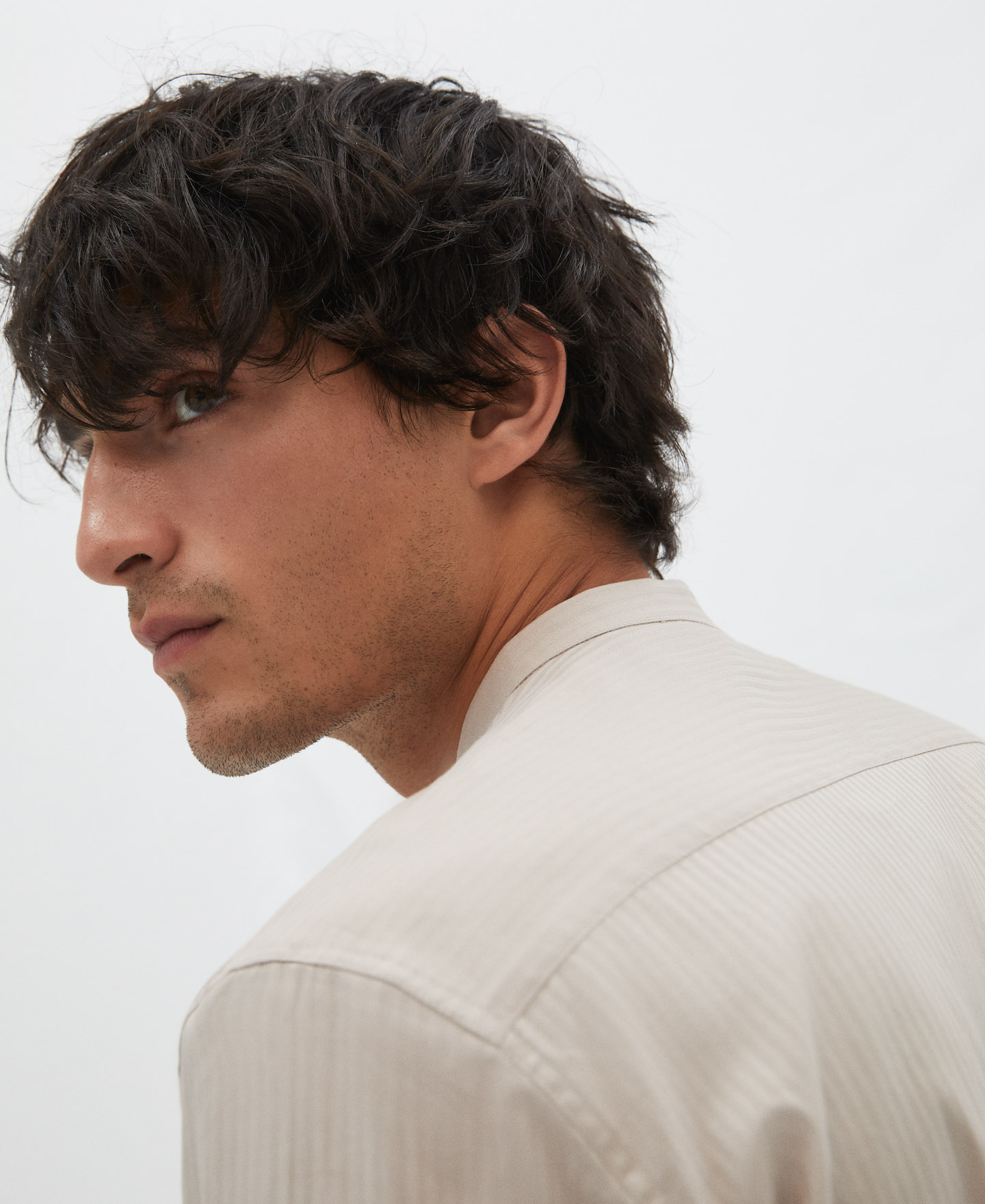 Mao collar shirt in cotton image number 3