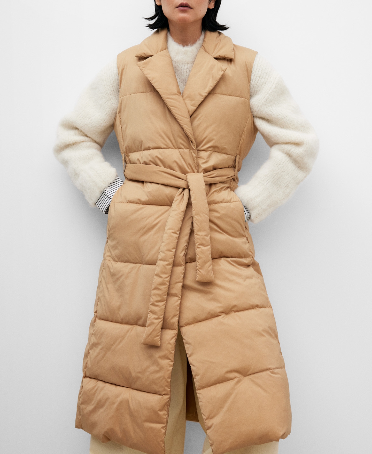 Long padded waistcoat for women image number 5