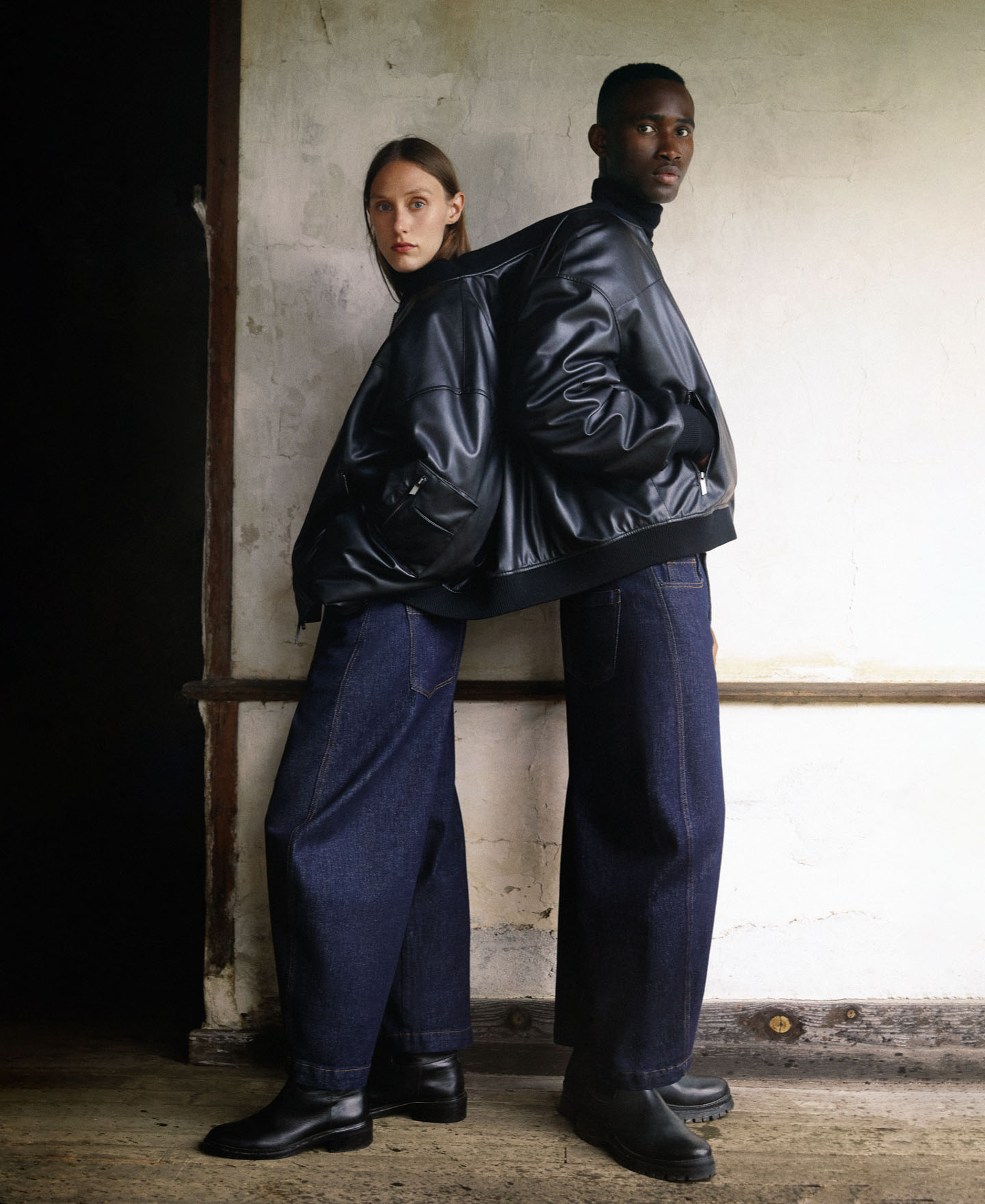 Leather texture oversize bomber image number 3