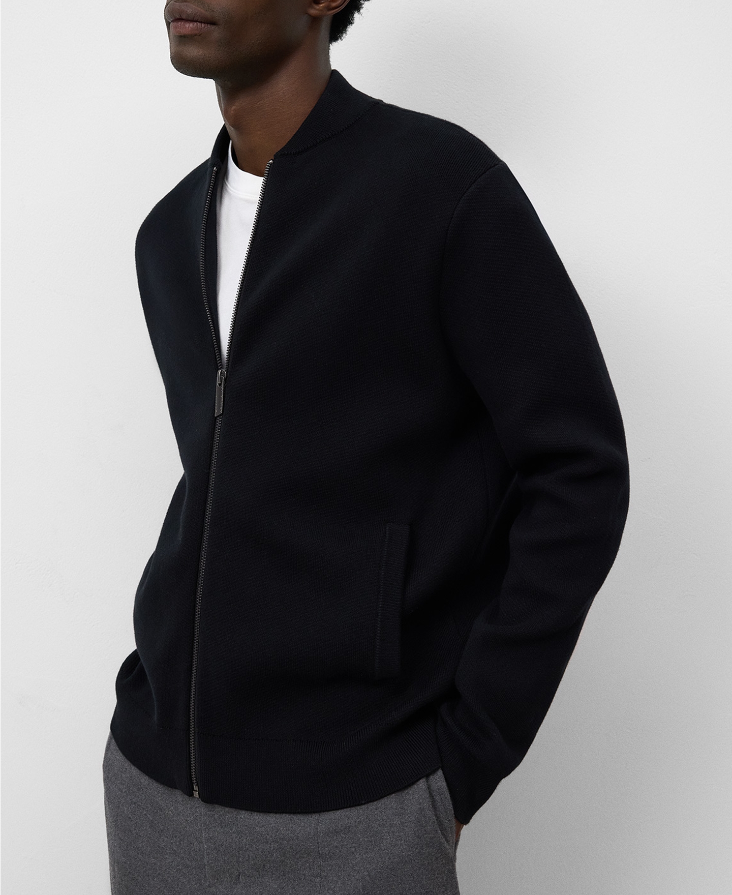 Bomber neck knit cardigan image number 0