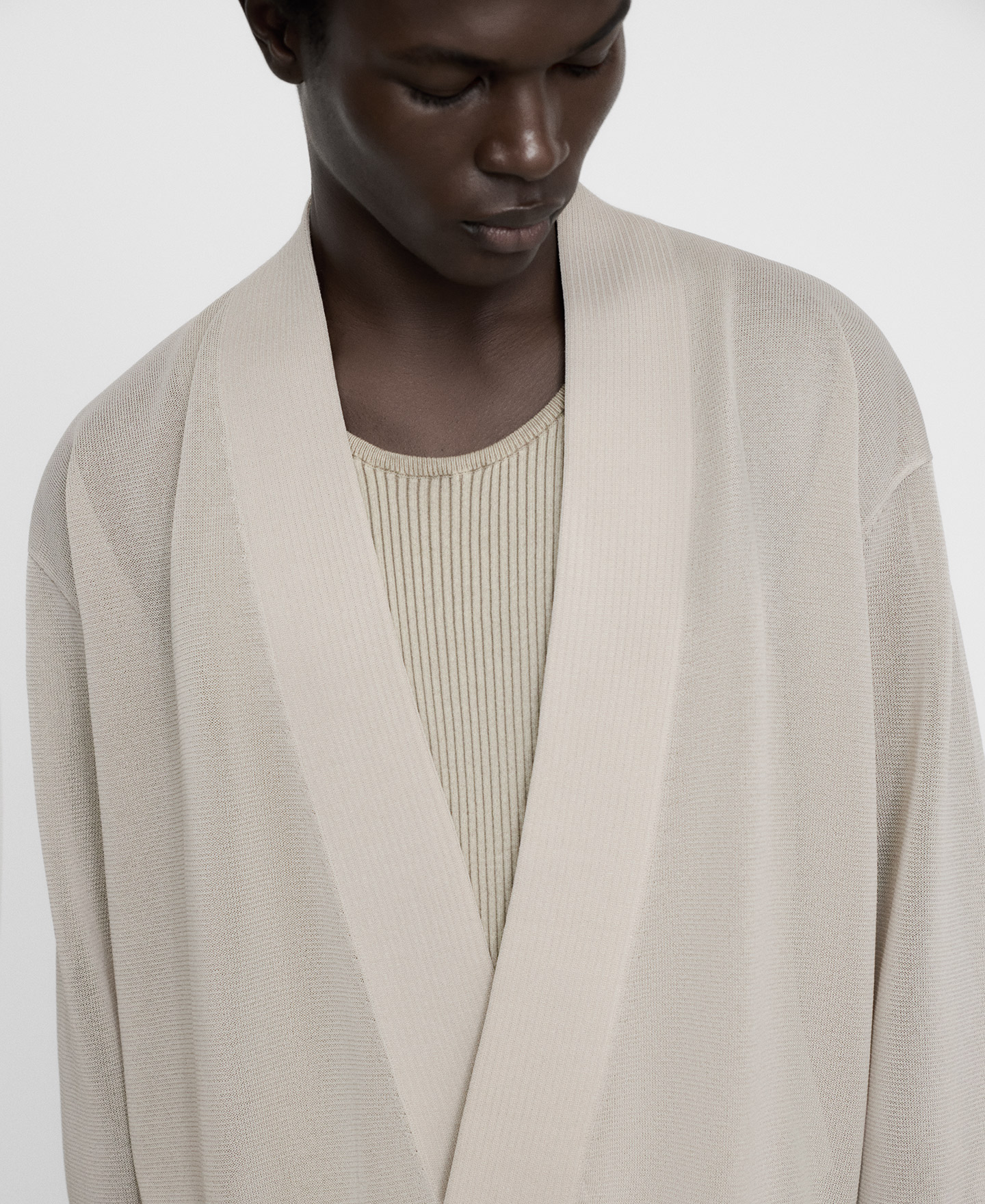 Semi-sheer knit kimono jacket image number 3