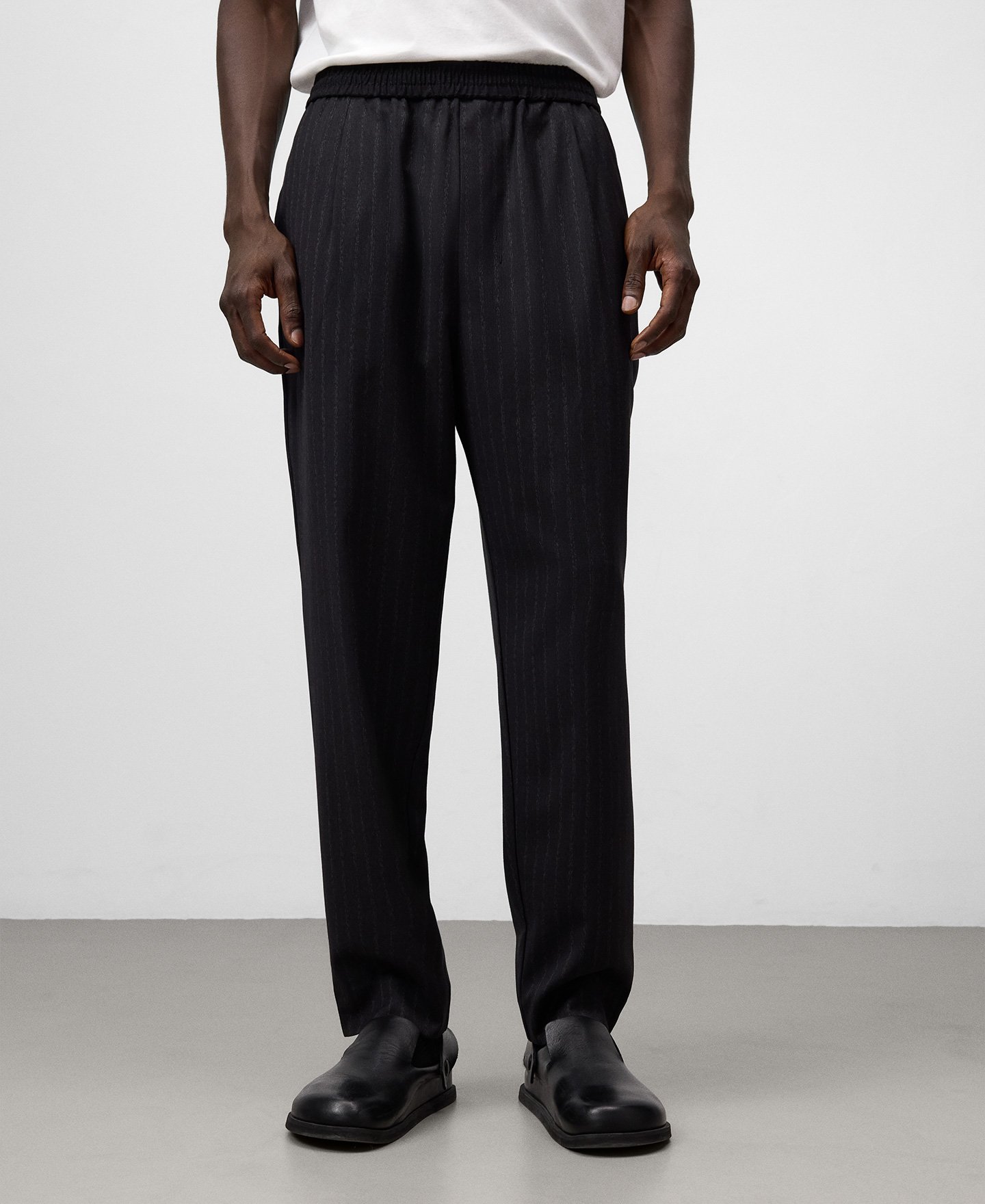 Straight striped trousers man image number 0
