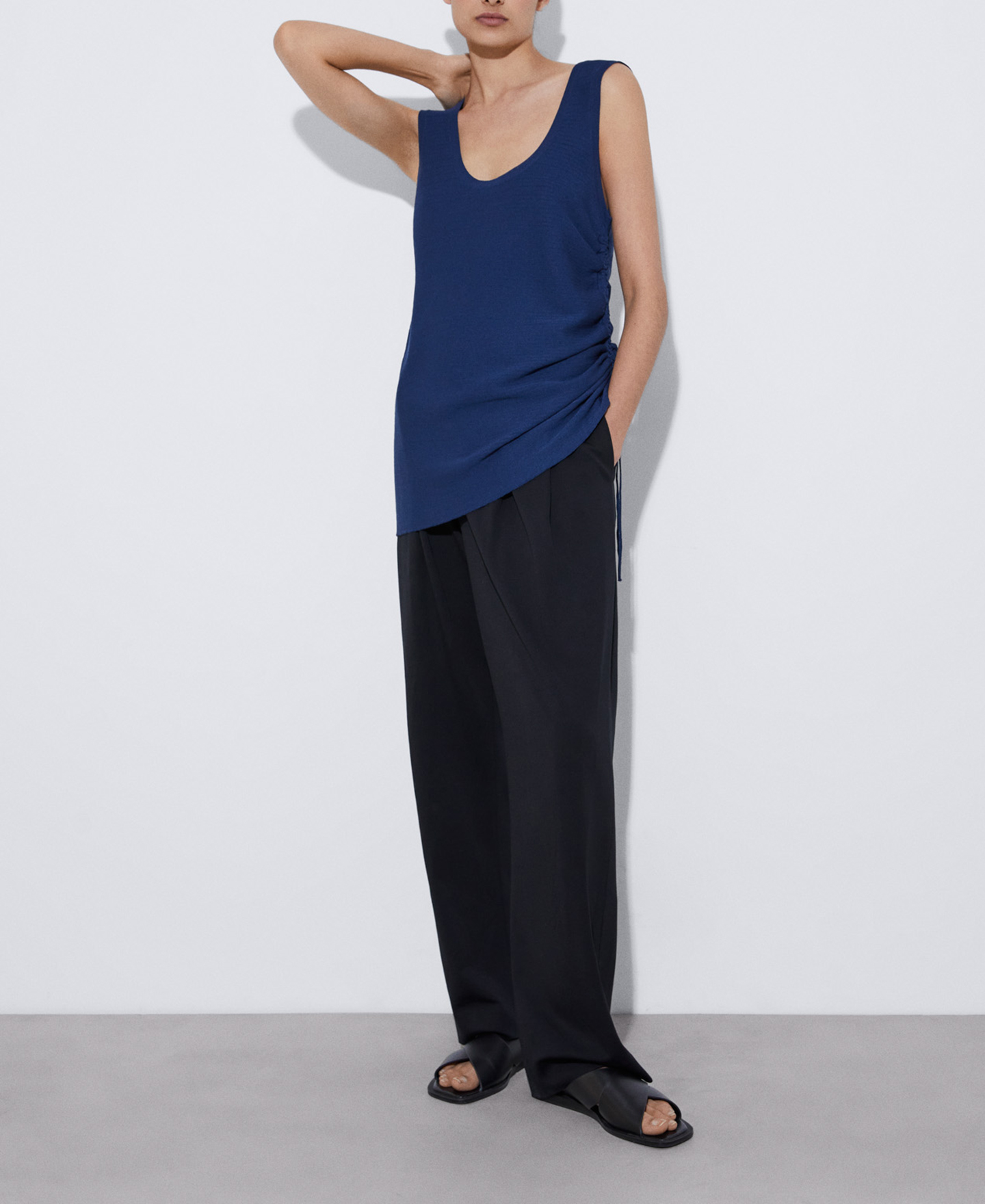 Viscose knitted striped top image number 1