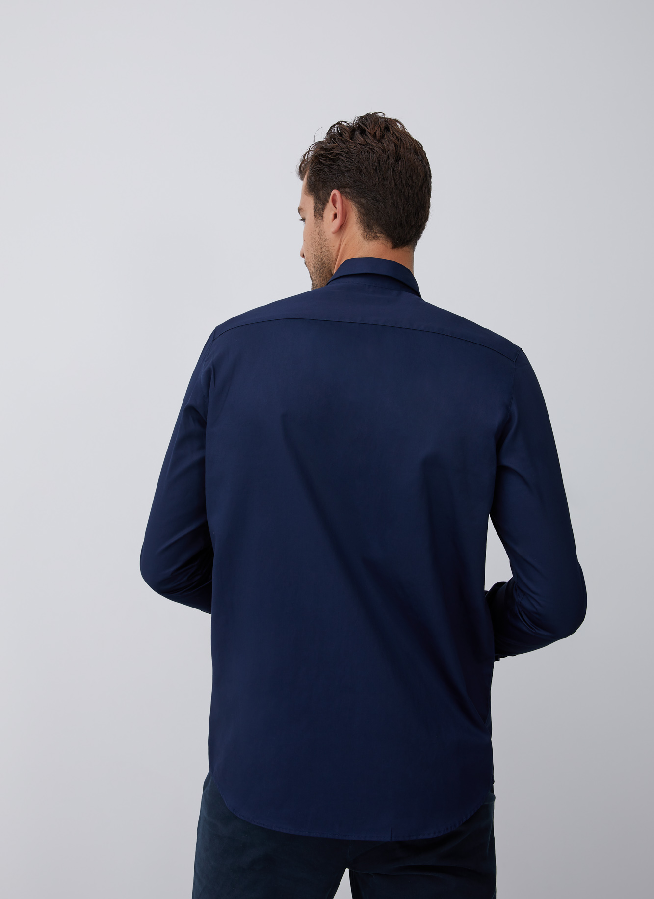 Navy blue cotton shirt image number 1