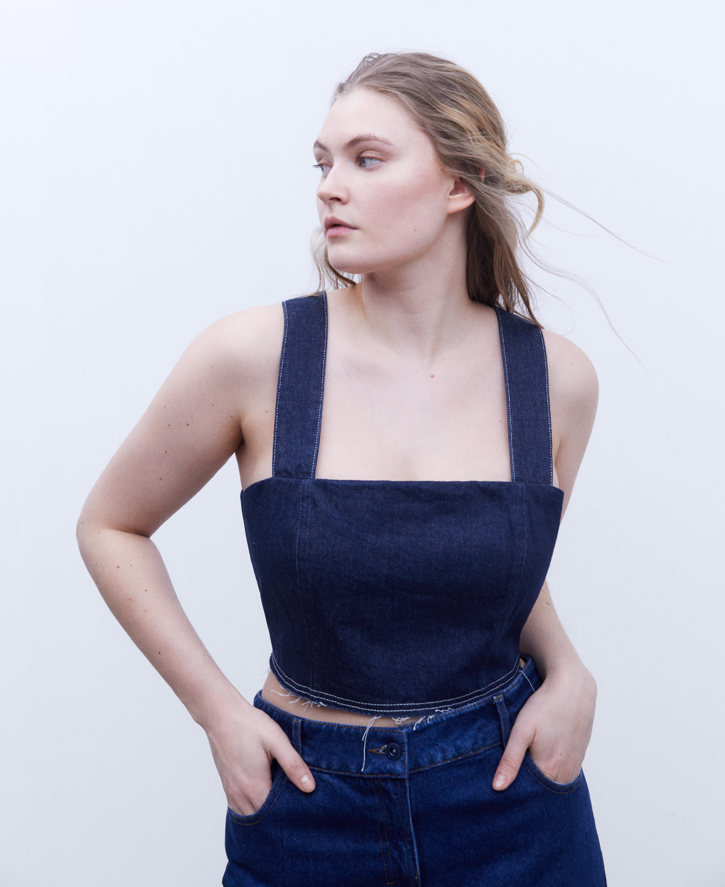 Denim top with contrasting stitching image number 0