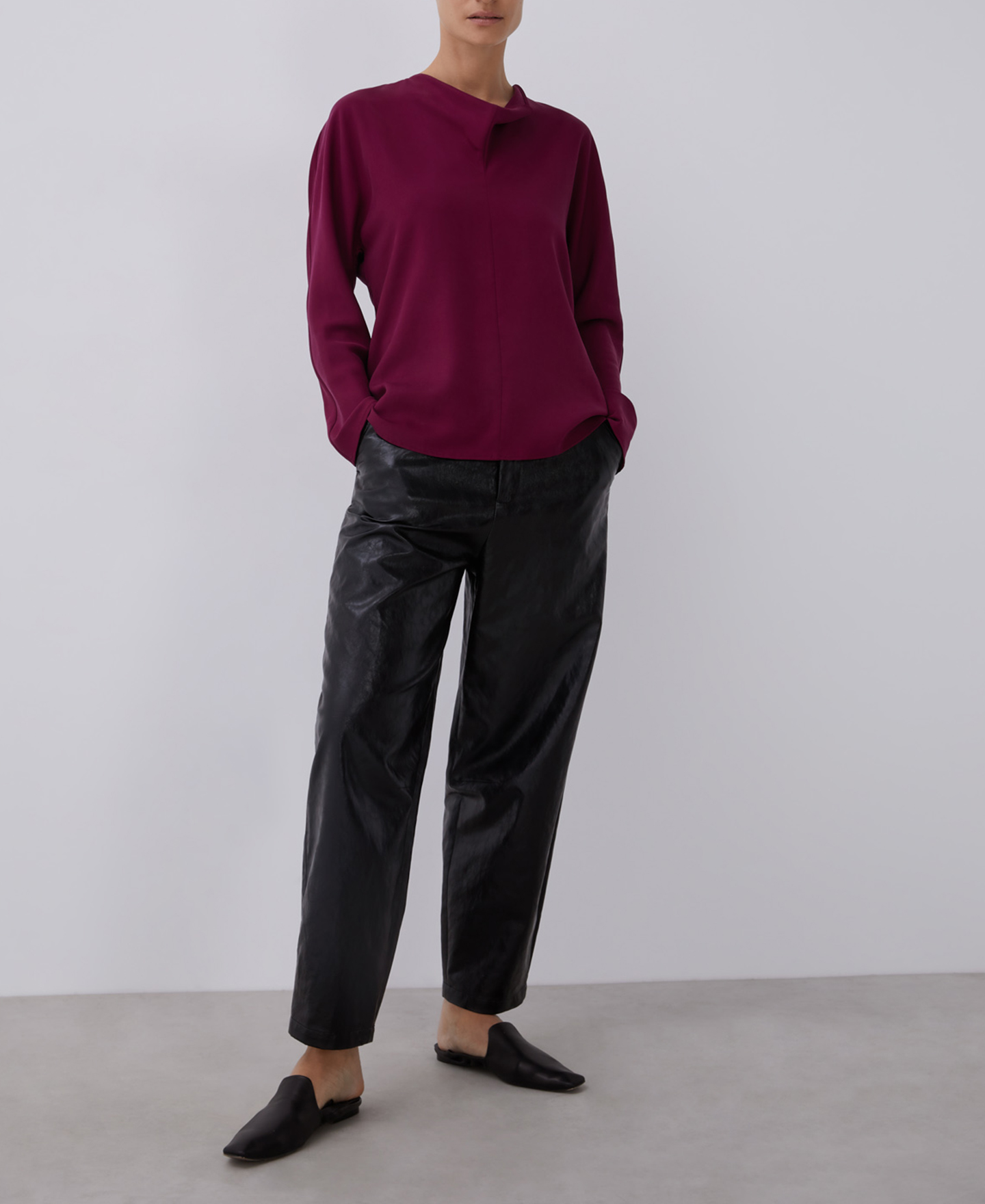 Lyocell blouse with cascade neckline image number 0
