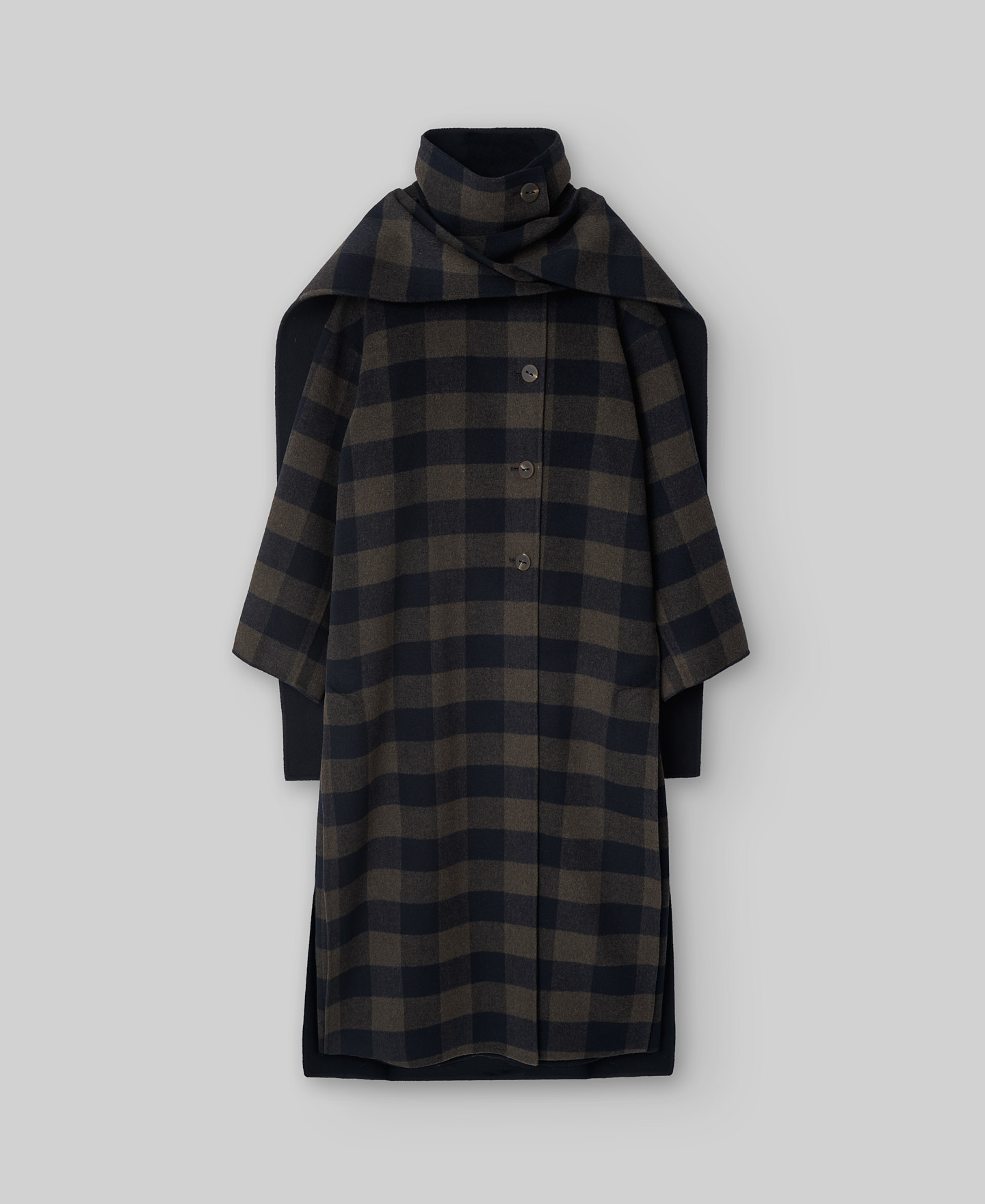 Checked coat with scarf woman image number 6