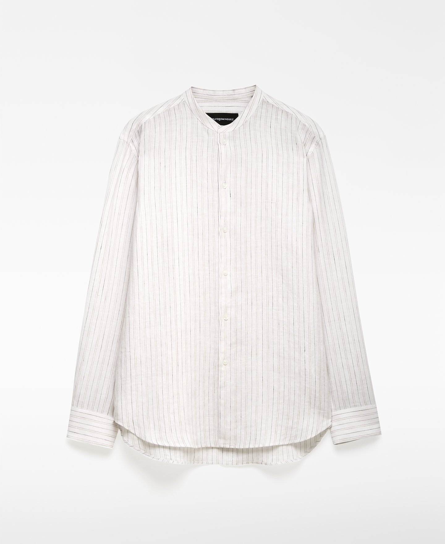 European linen Mandarin collar shirt man image number 4