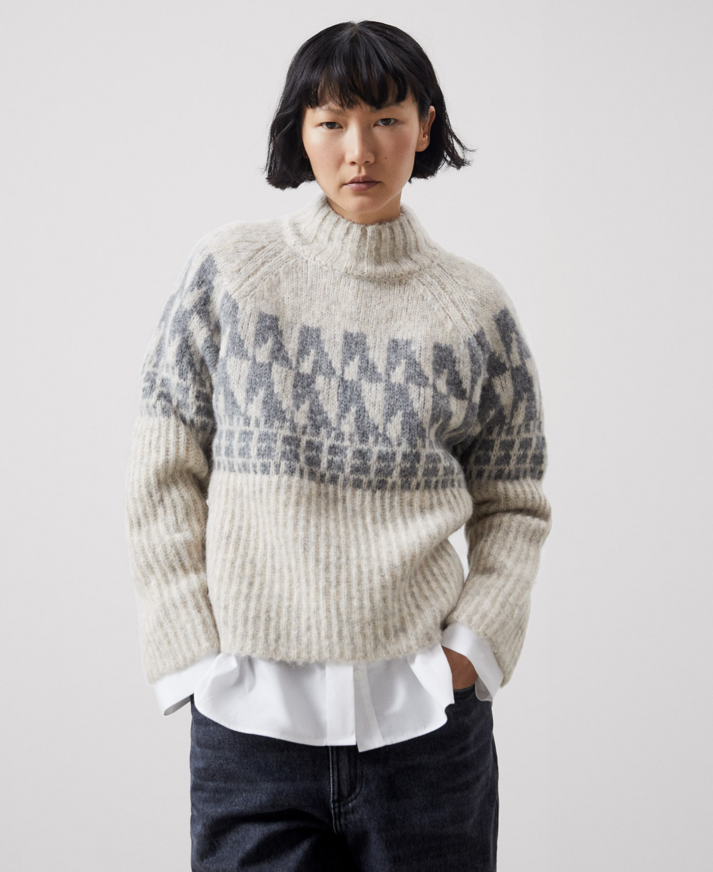Merino wool jacquard sweater image number 0