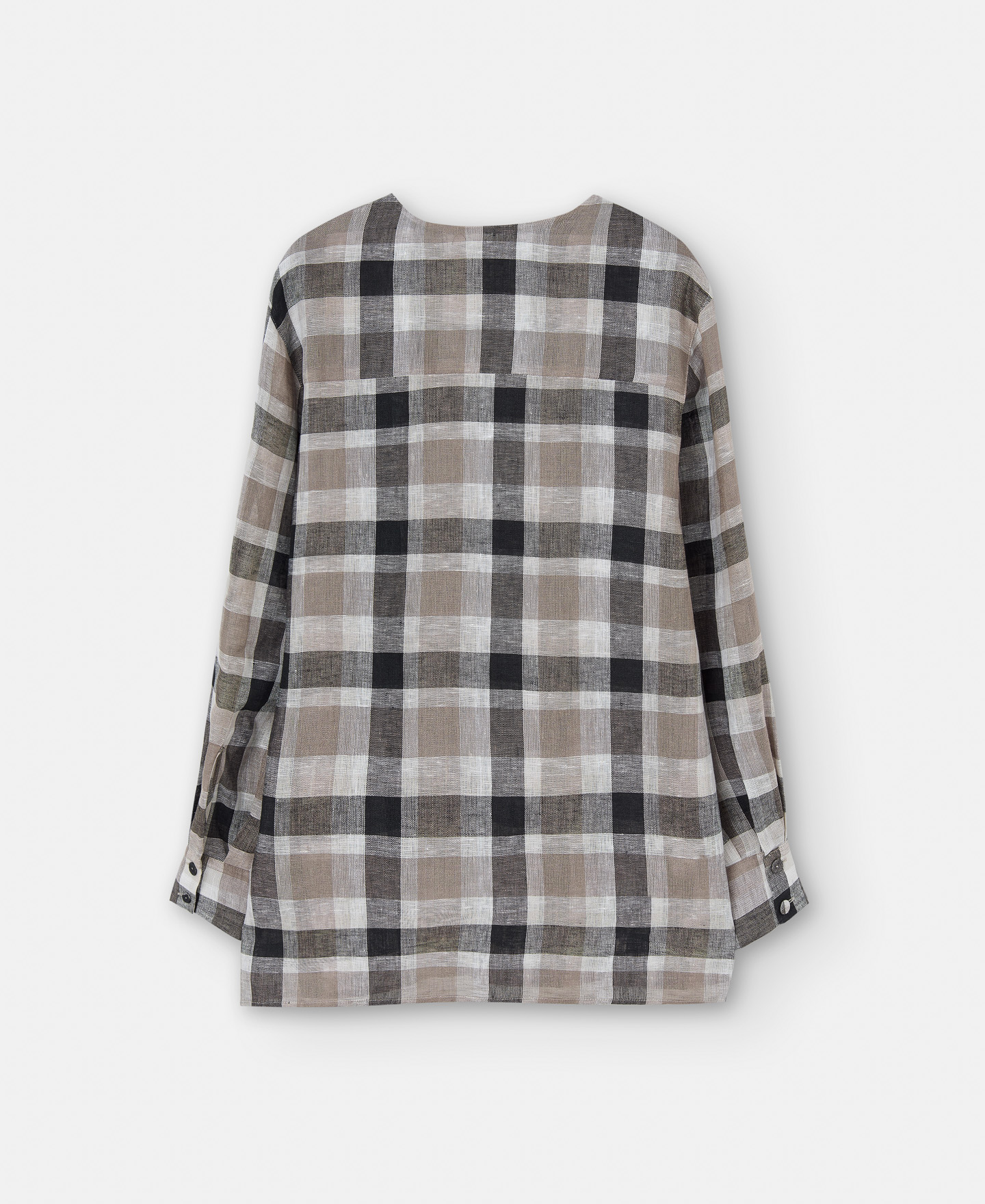 Linen heron check shirt image number 5
