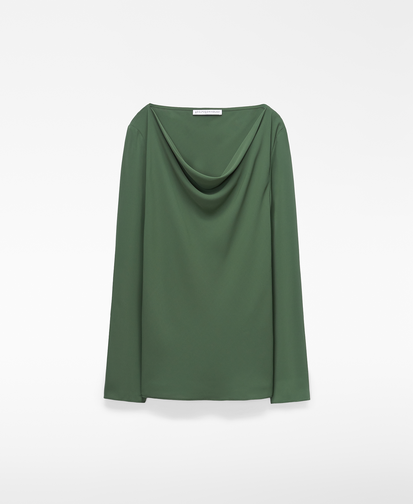 Draped neckline long sleeve top image number 0