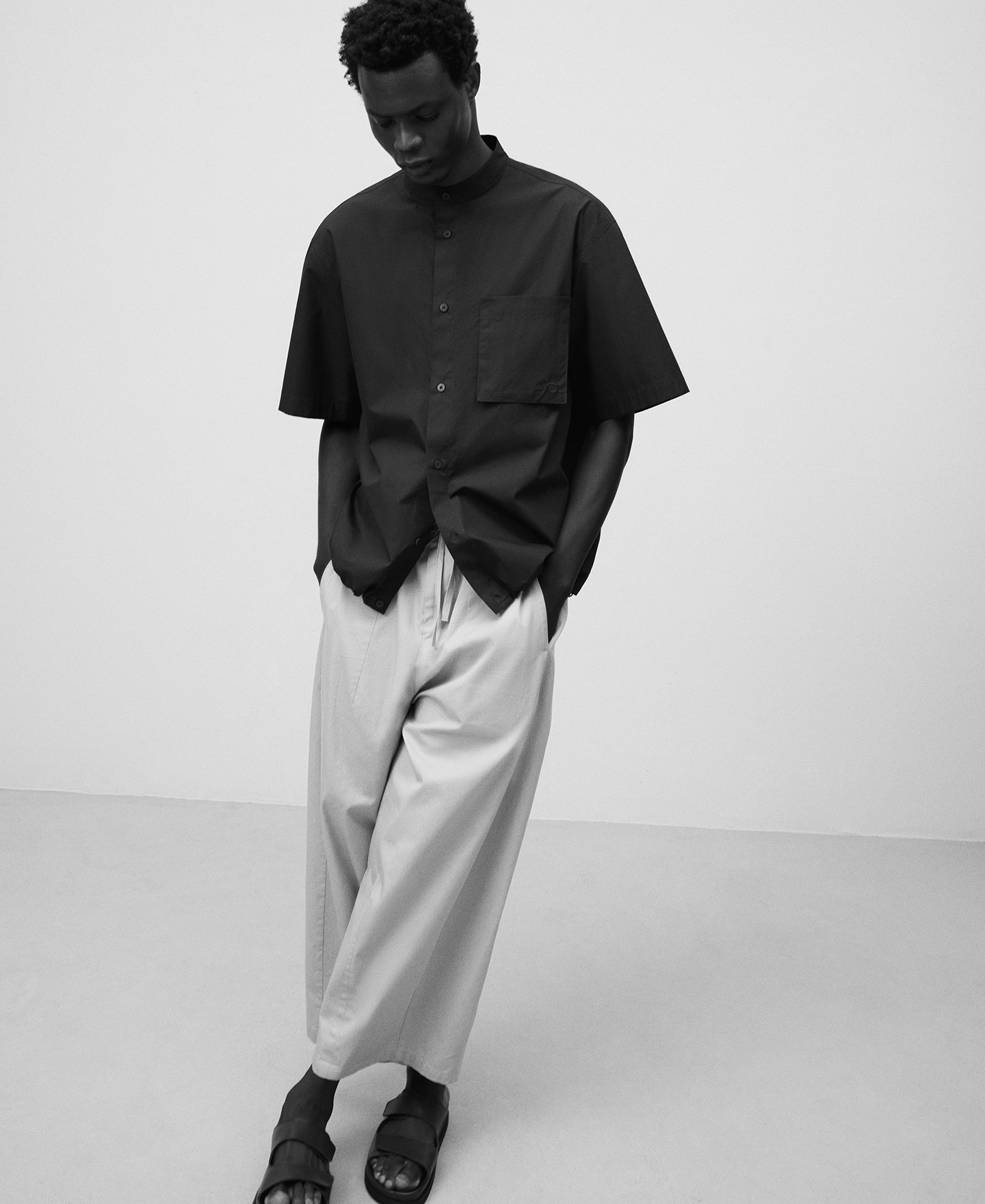 Cotton Mandarin collar shirt man image number 5