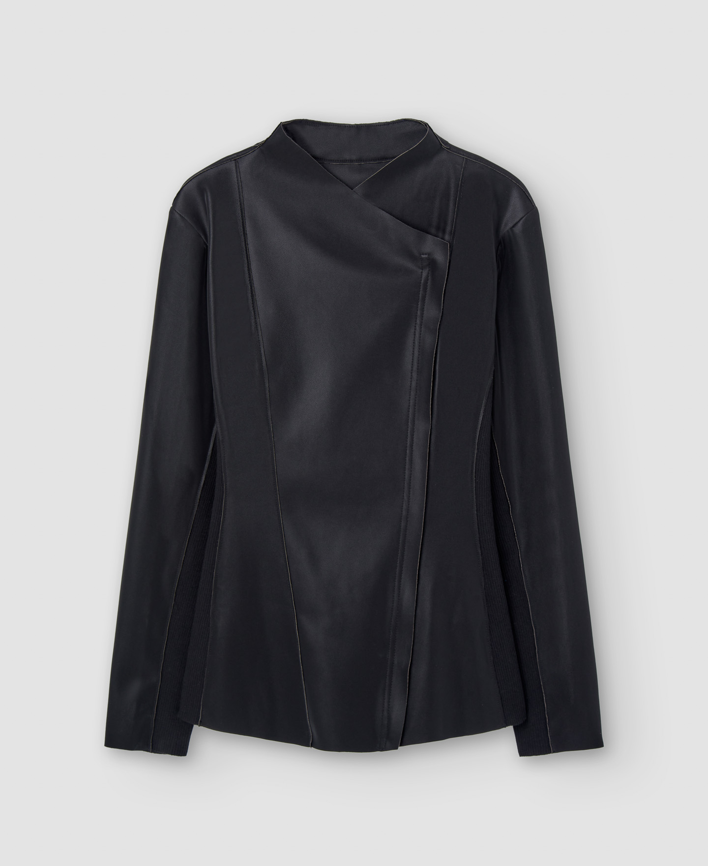 Cross-collared long jacket image number 6