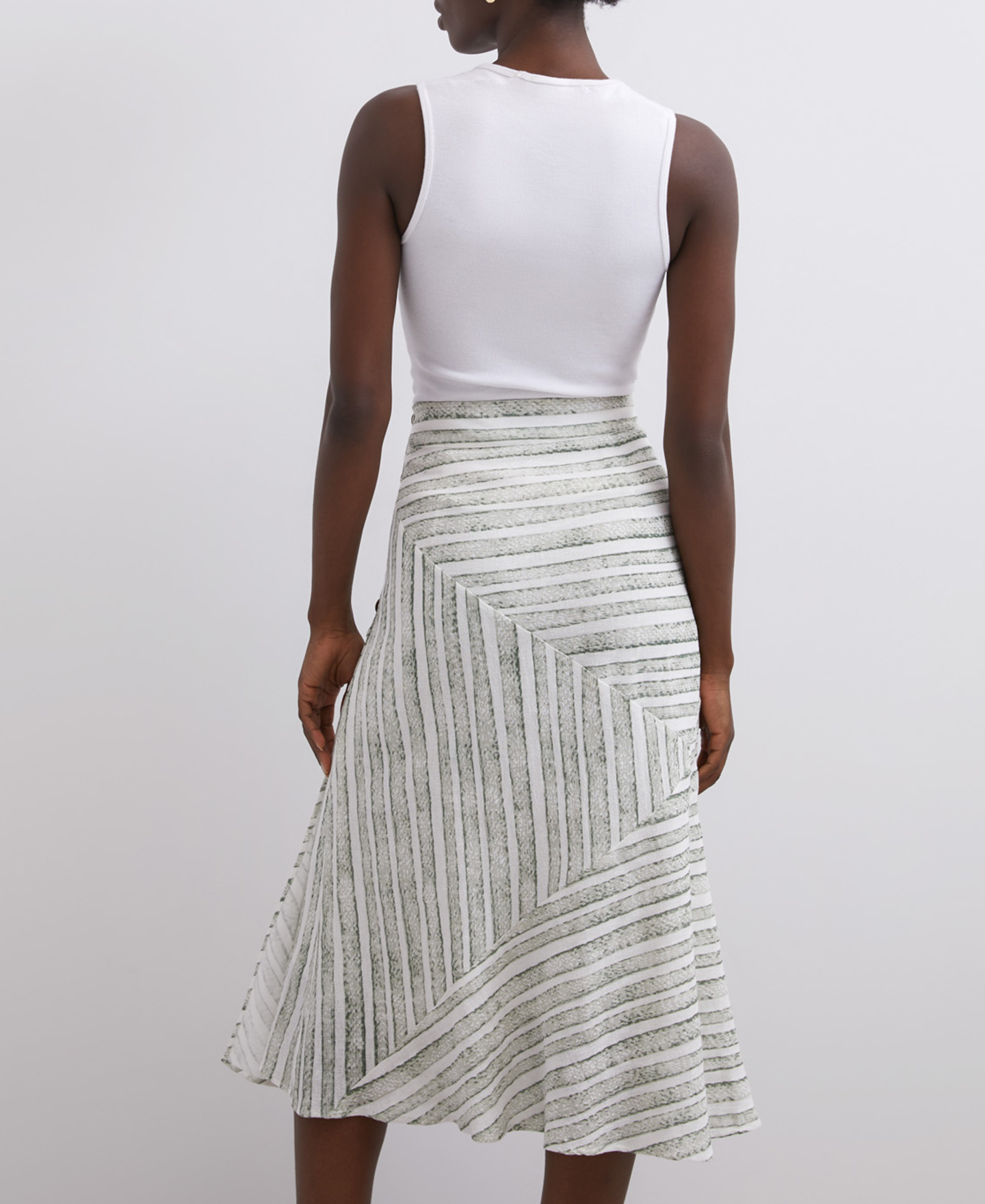 Linen and cotton striped skirt image number 1