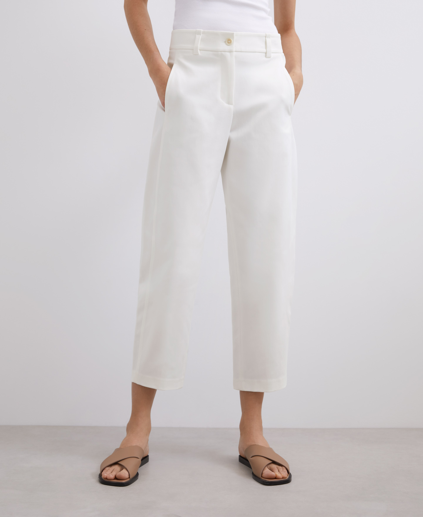 Ecru carrot cut trousers image number 0