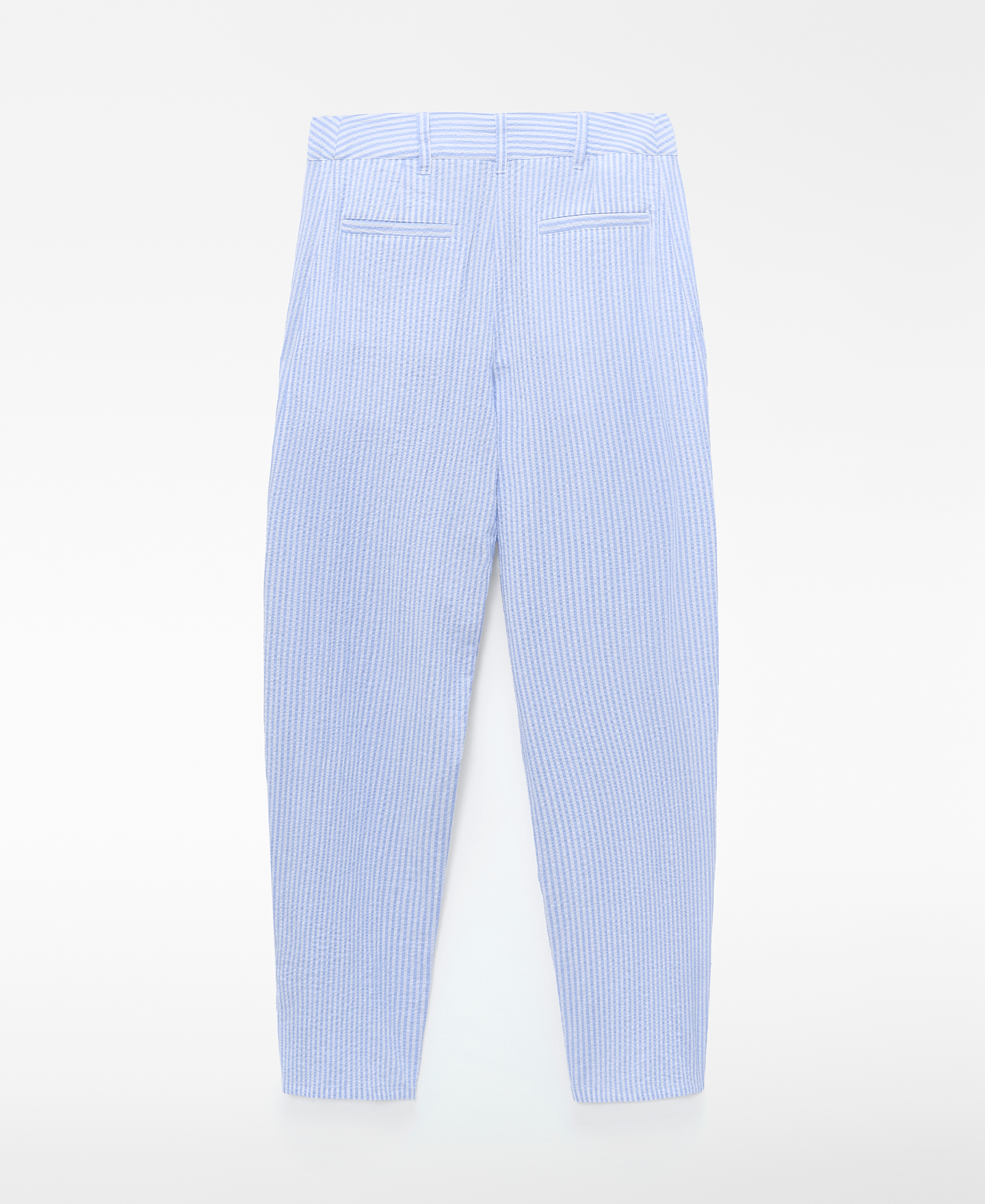 Seersucker striped barrel fit trousers image number 5