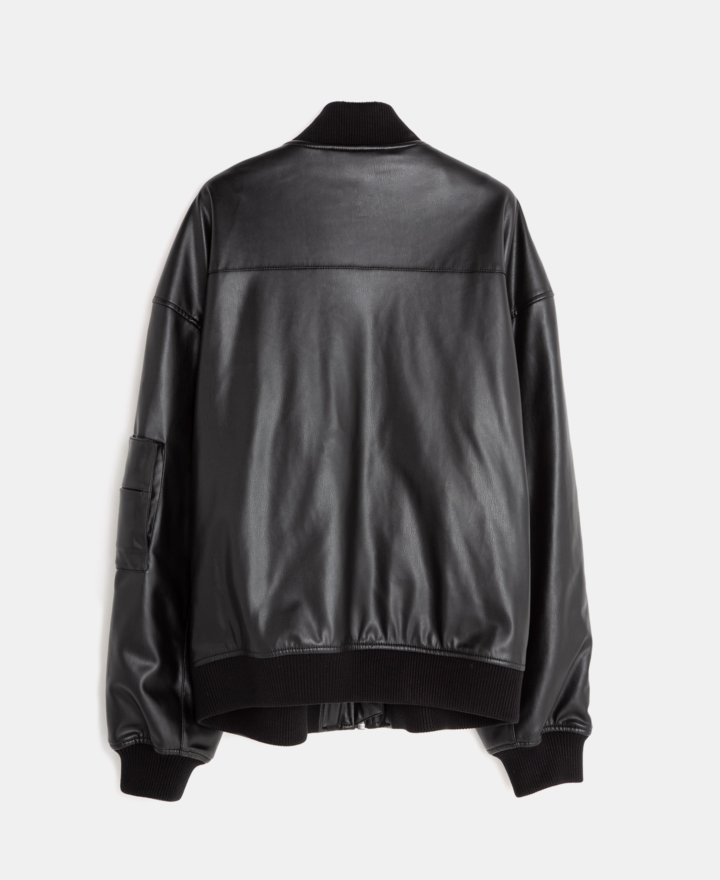 Leather texture oversize bomber image number 6