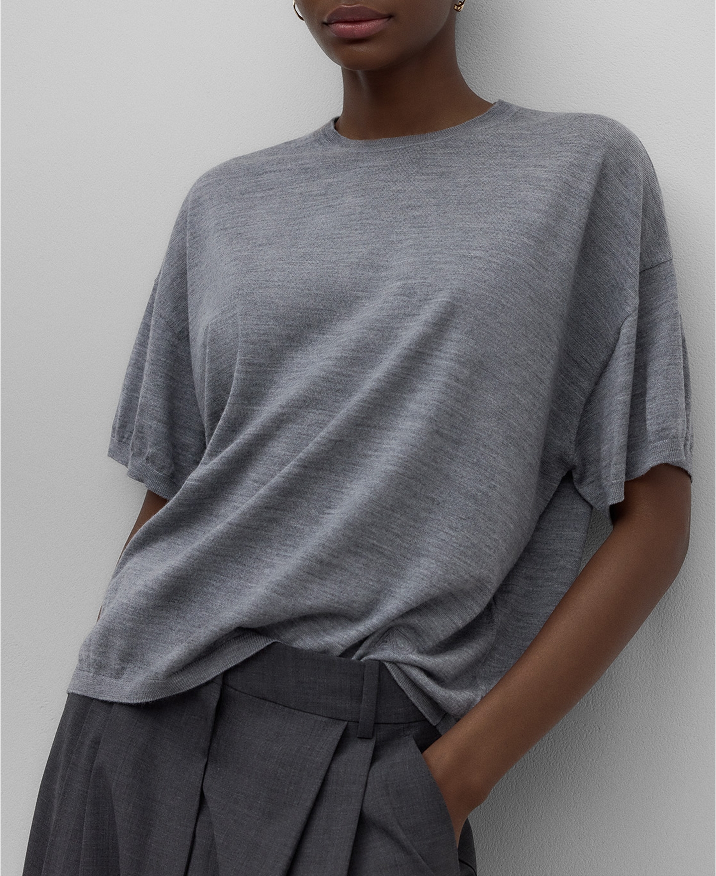 Merino wool short sleeve sweater woman image number 0