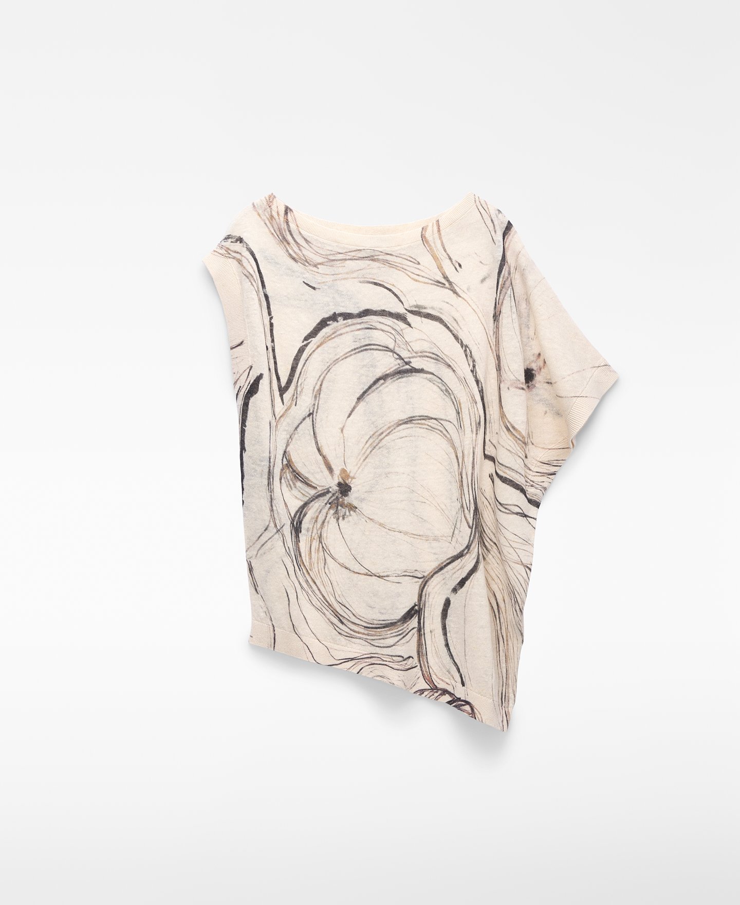 Printed knit asymmetric top image number 4