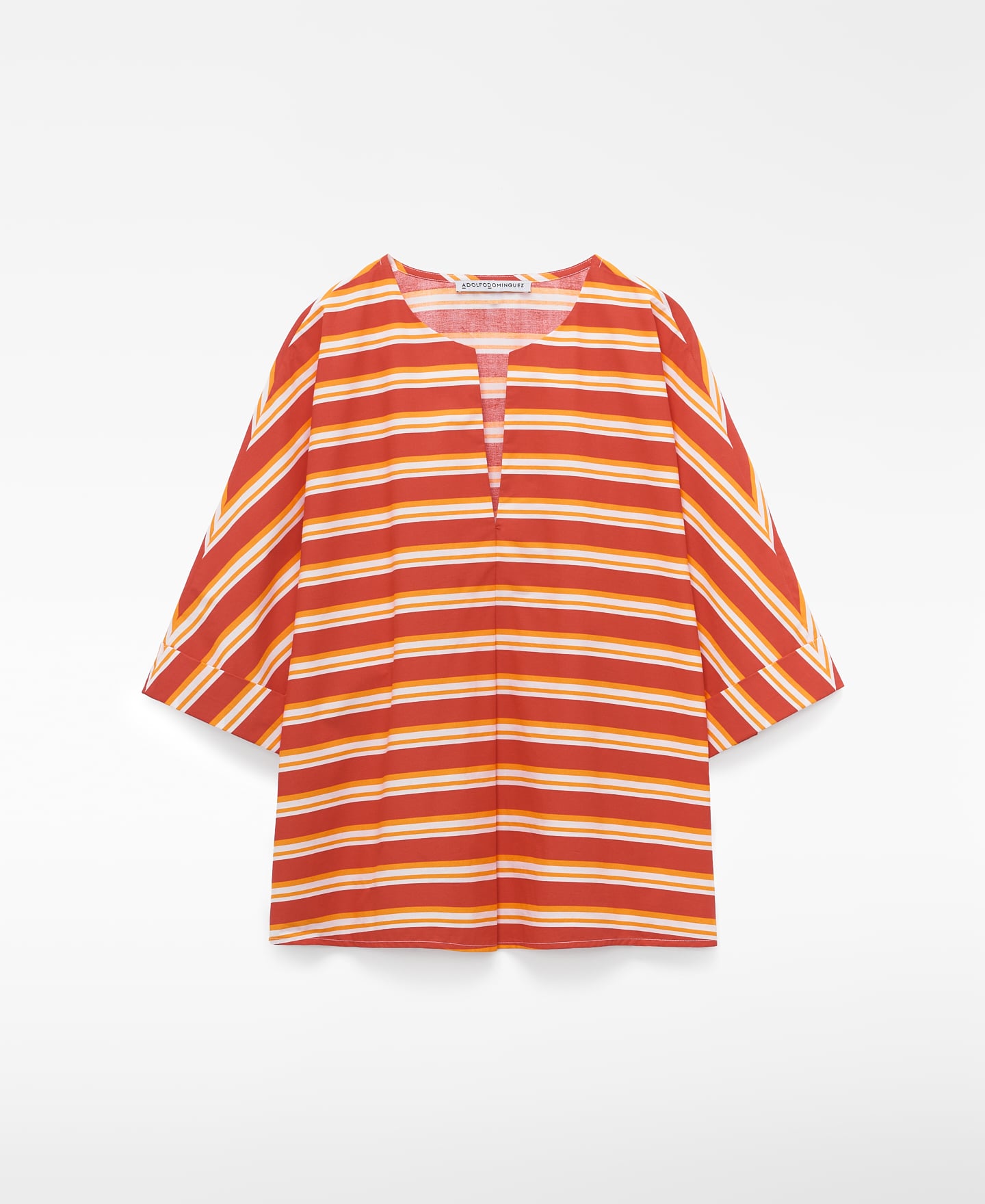 Blusa rayas escote pico algod&oacute;n image number 4