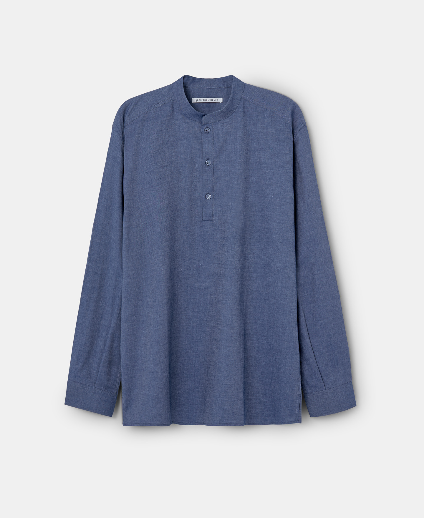 Mandarin collar button neck cotton shirt image number 4