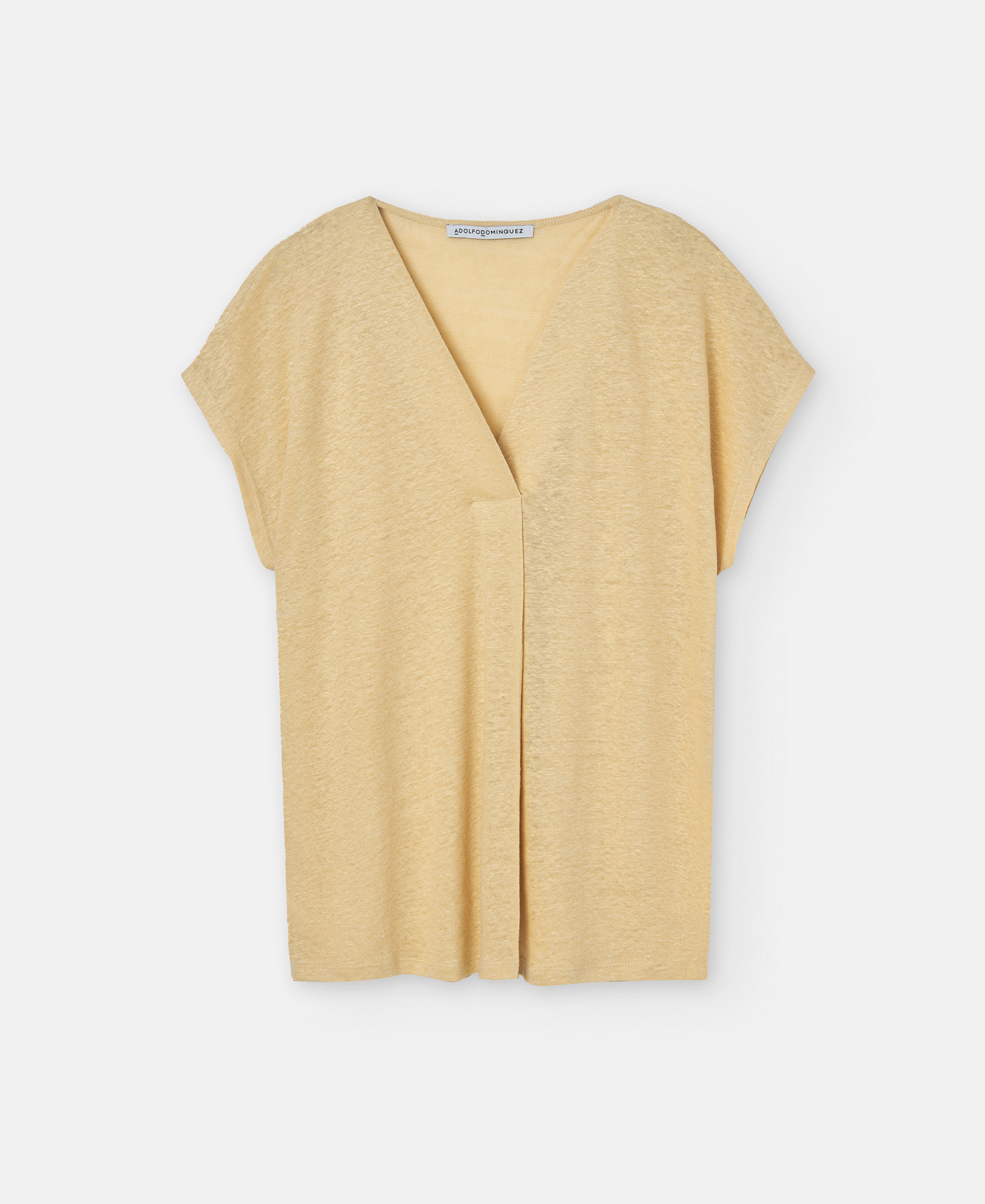 V-neck linen t-shirt image number 4